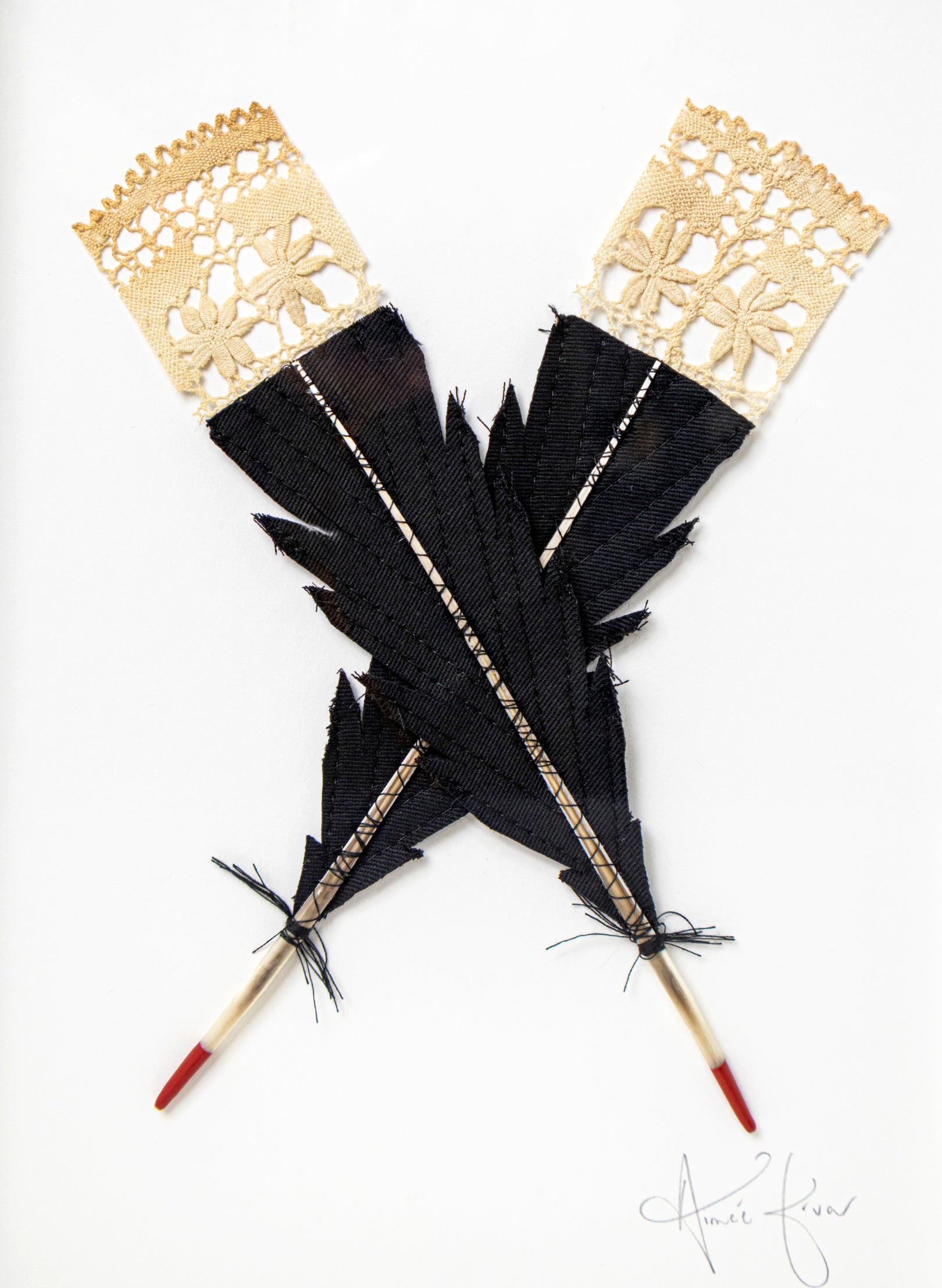 Small X Huia Feathers Framed