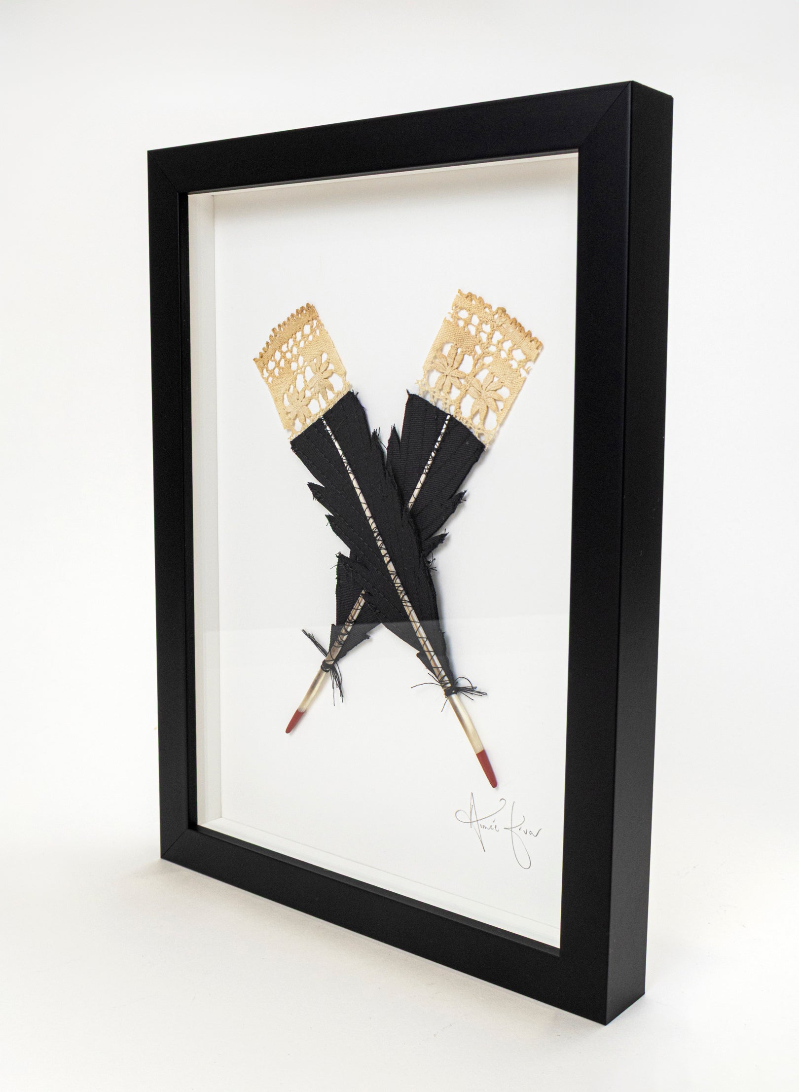 Small X Huia Feathers Framed