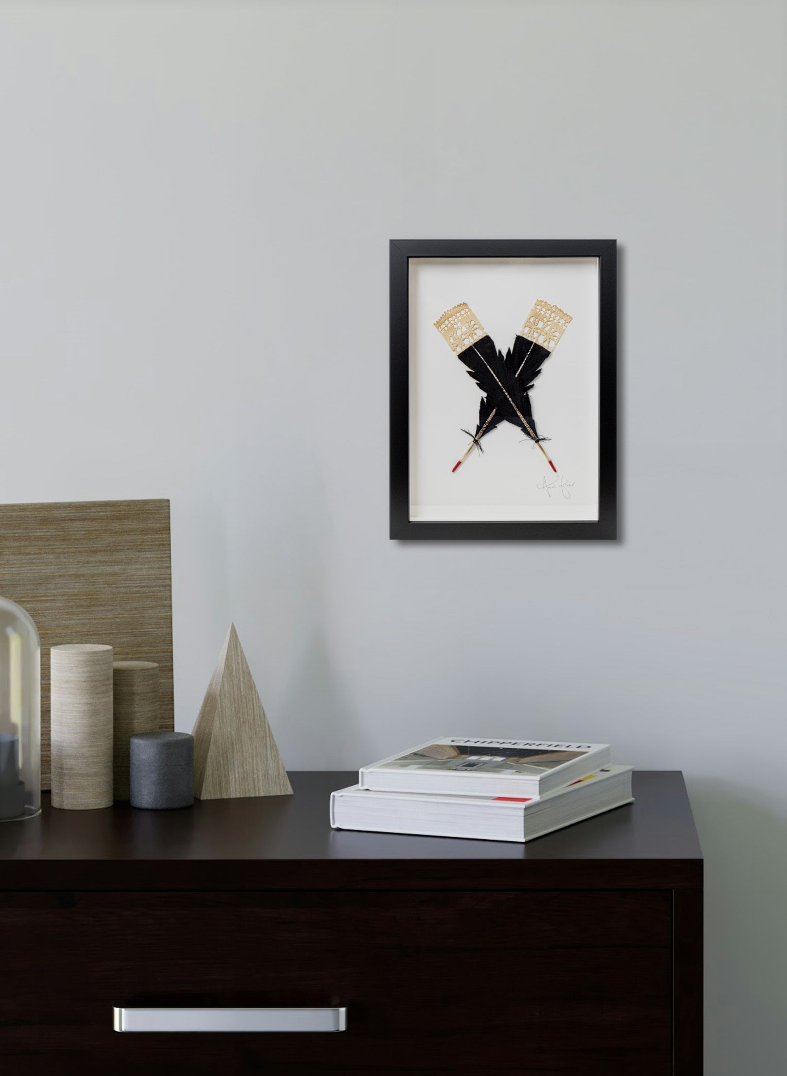 Small X Huia Feathers Framed
