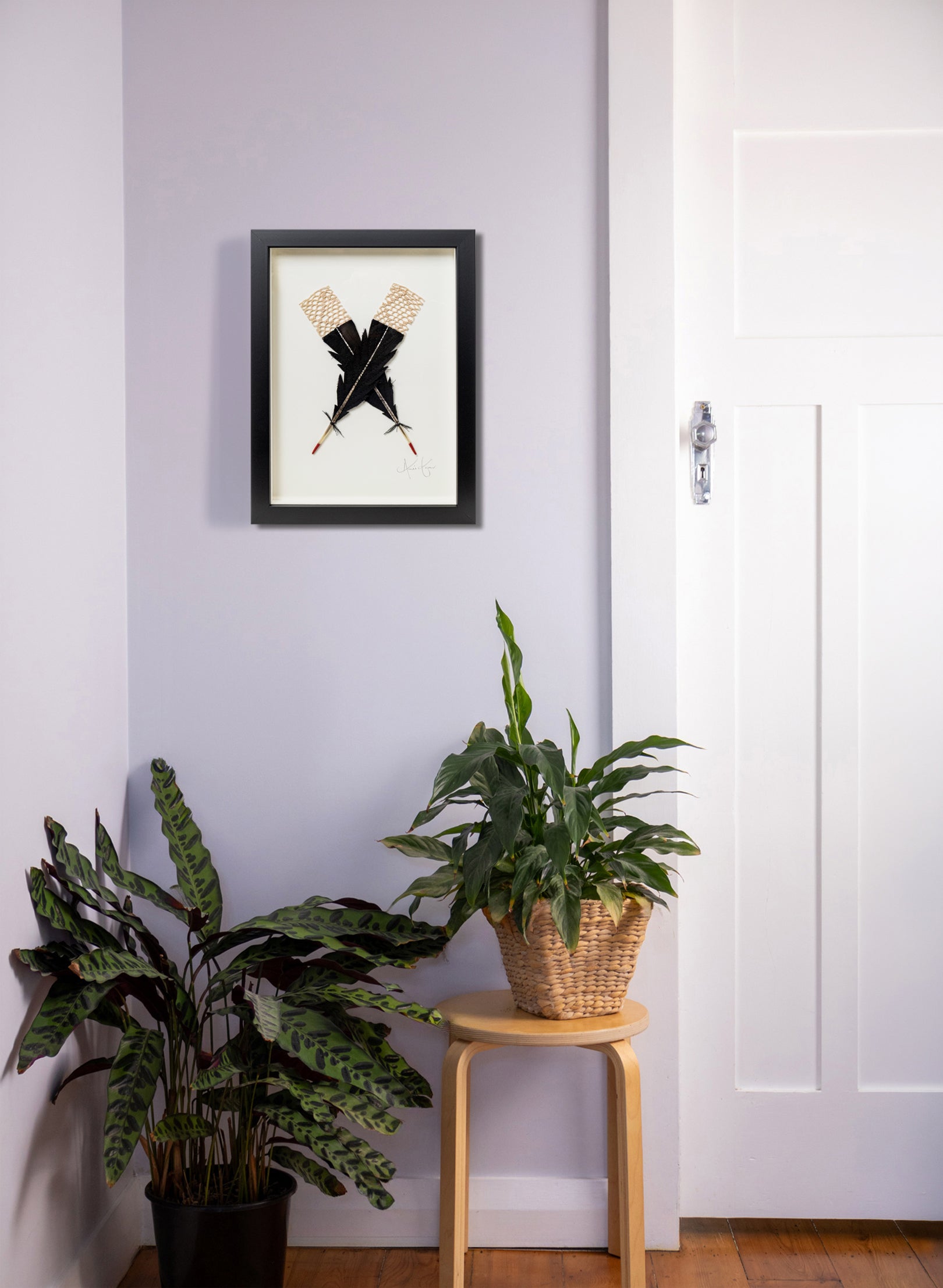 Small X Huia Feathers Framed