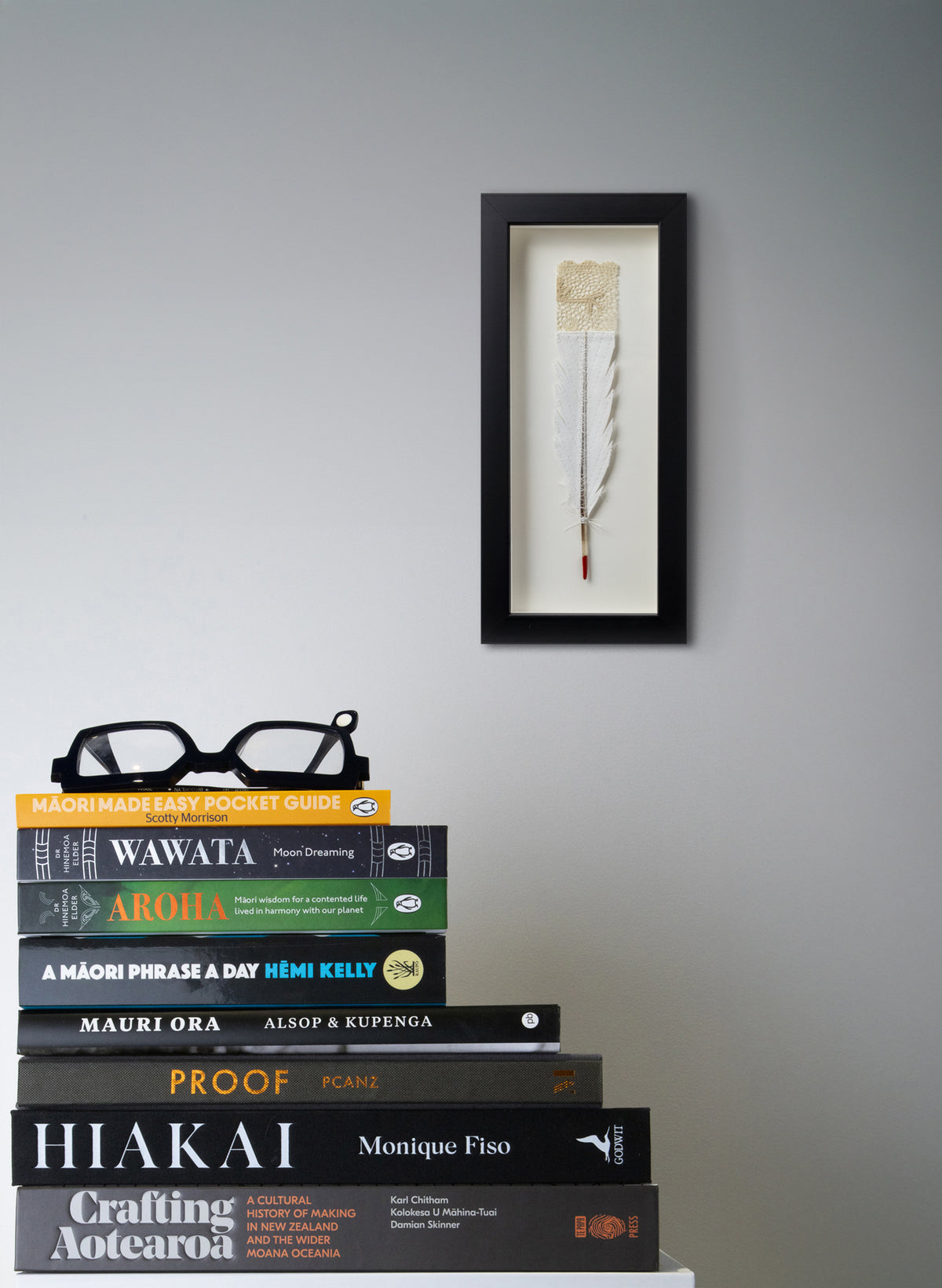Single Huia Feather Framed