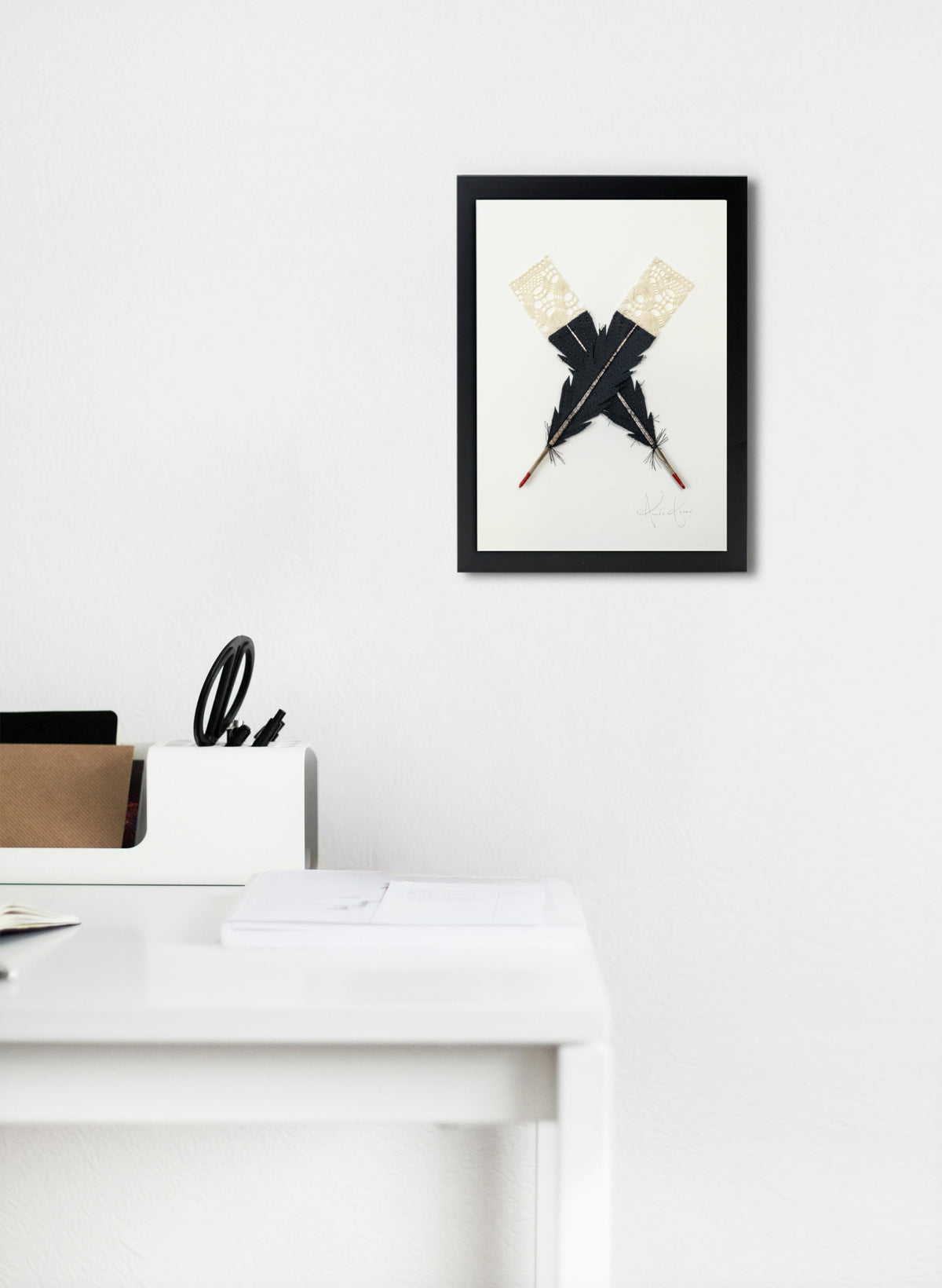 Small X Huia Feathers Framed