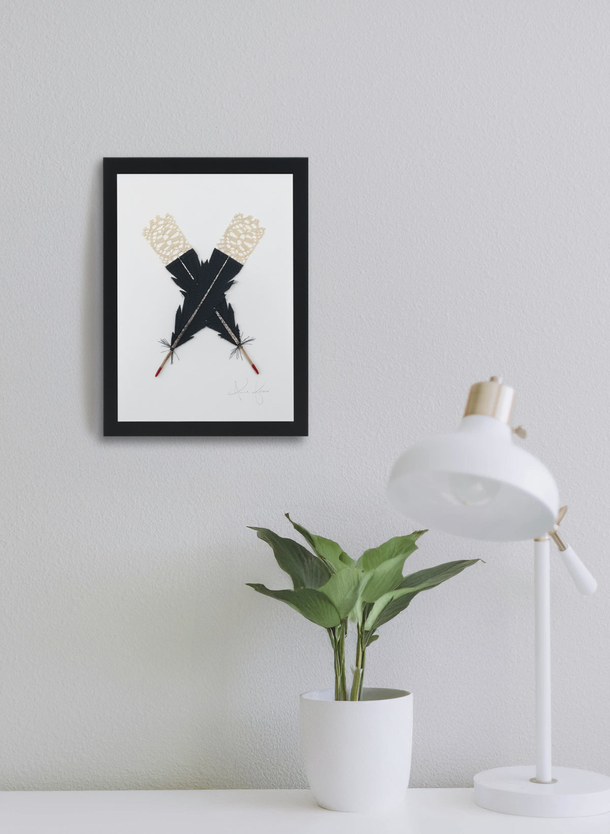 Small X Huia Feathers Framed