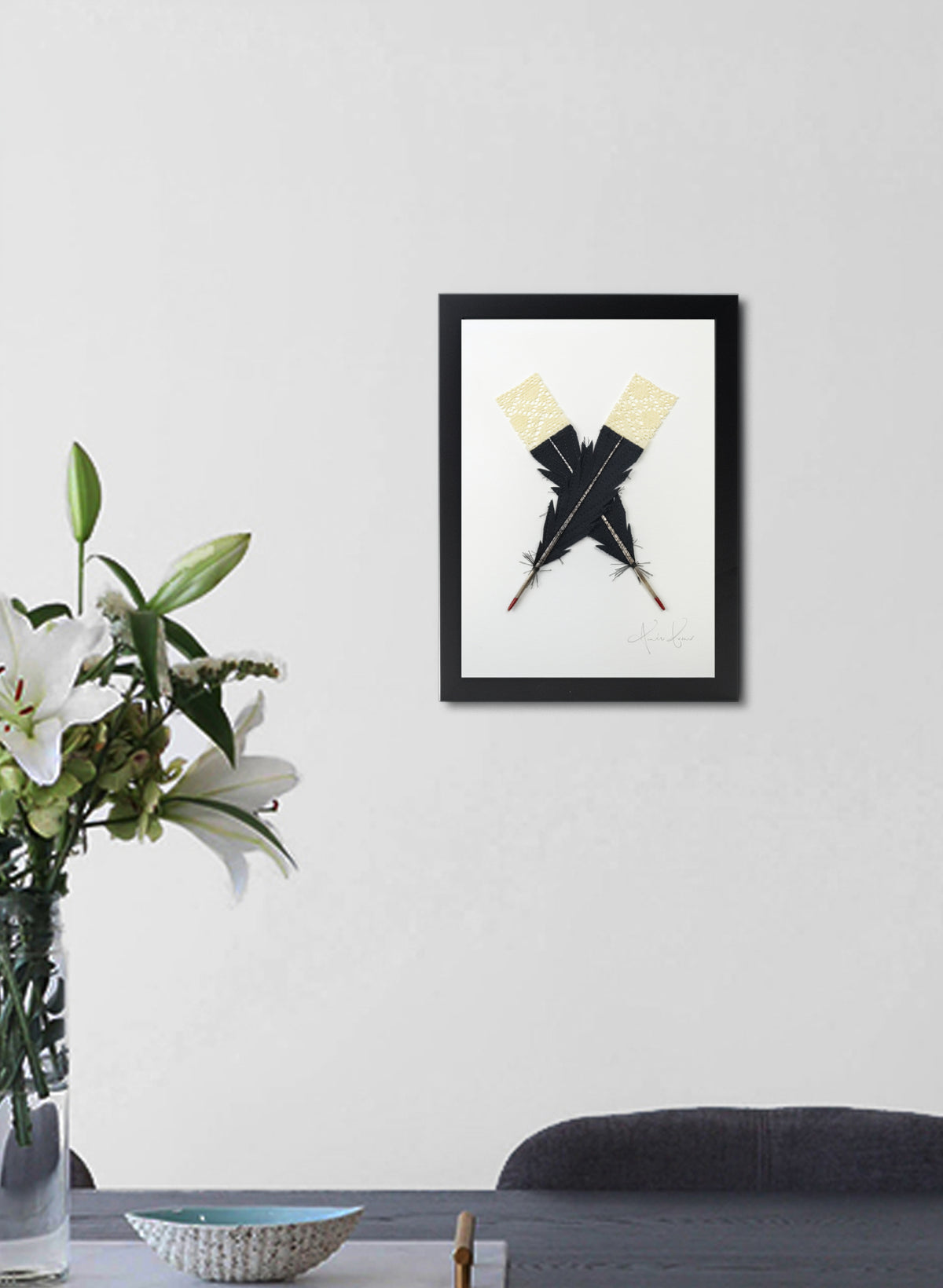 Small X Huia Feathers Framed