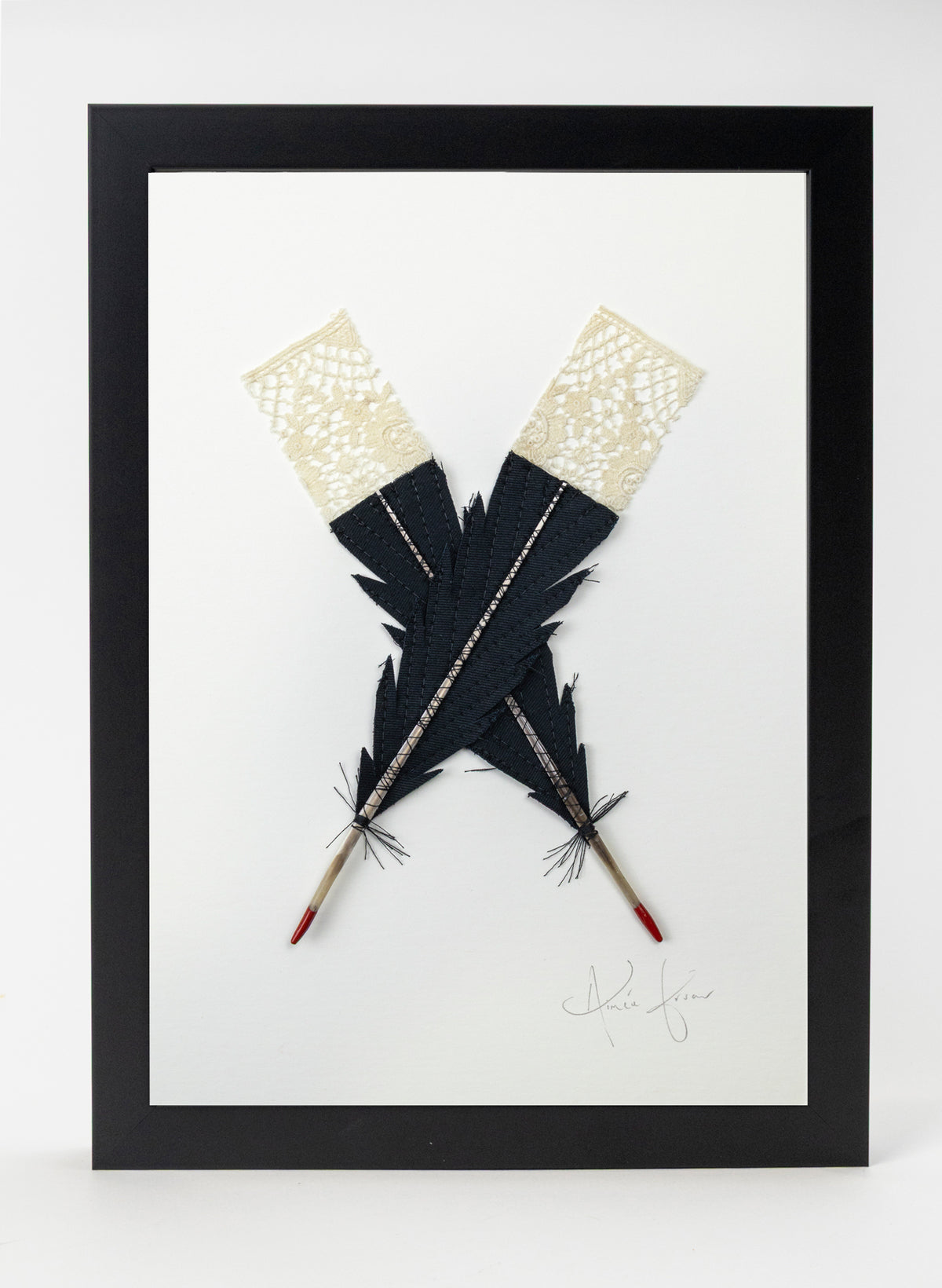 Small X Huia Feathers Framed