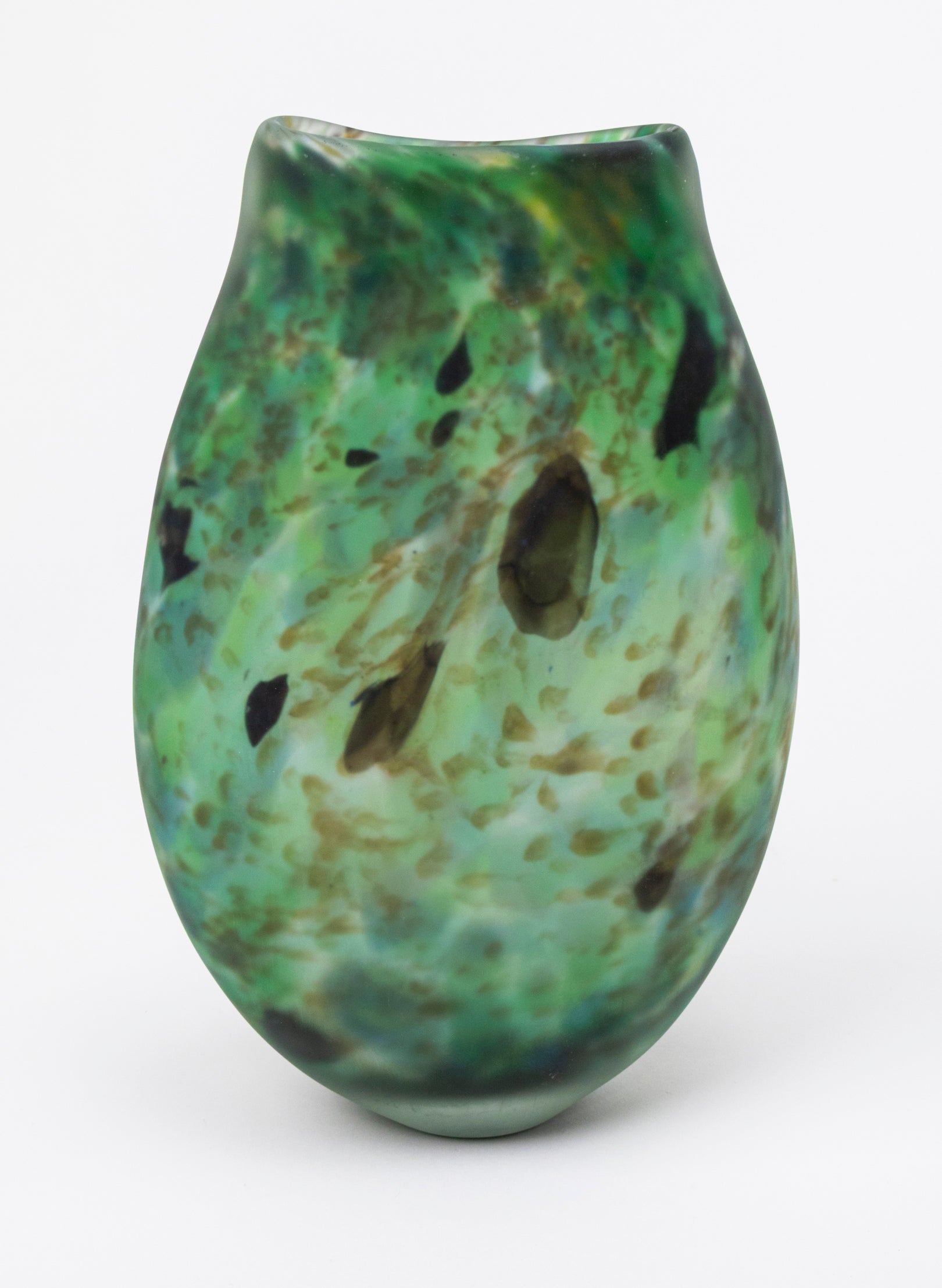 Acid Etched Tall Greenstone Vase