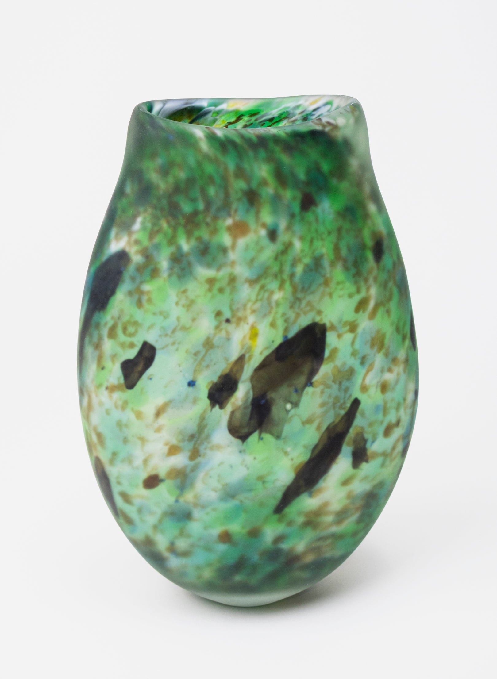 Acid Etched Tall Greenstone Vase