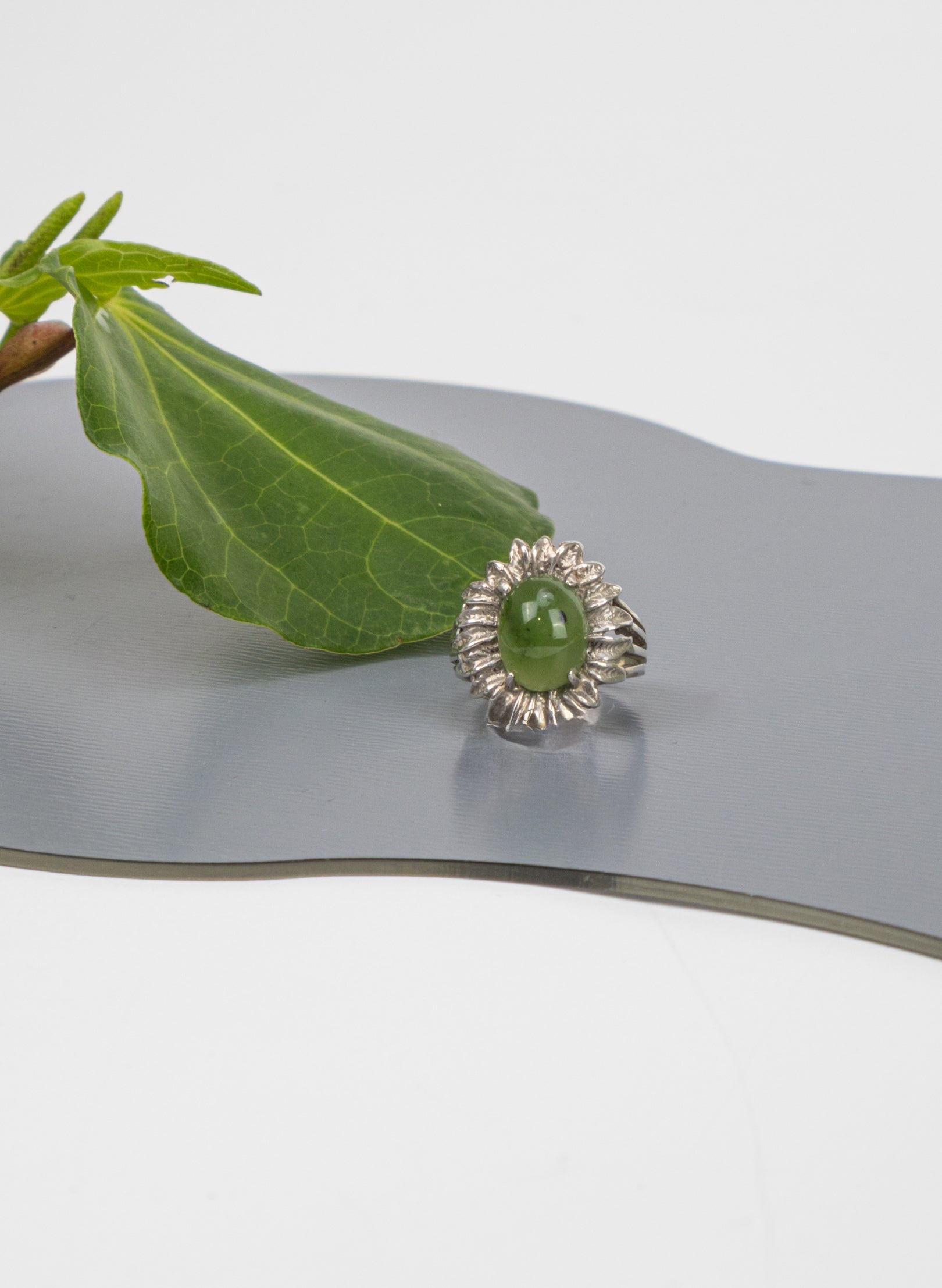 Pounamu and Silver Ring