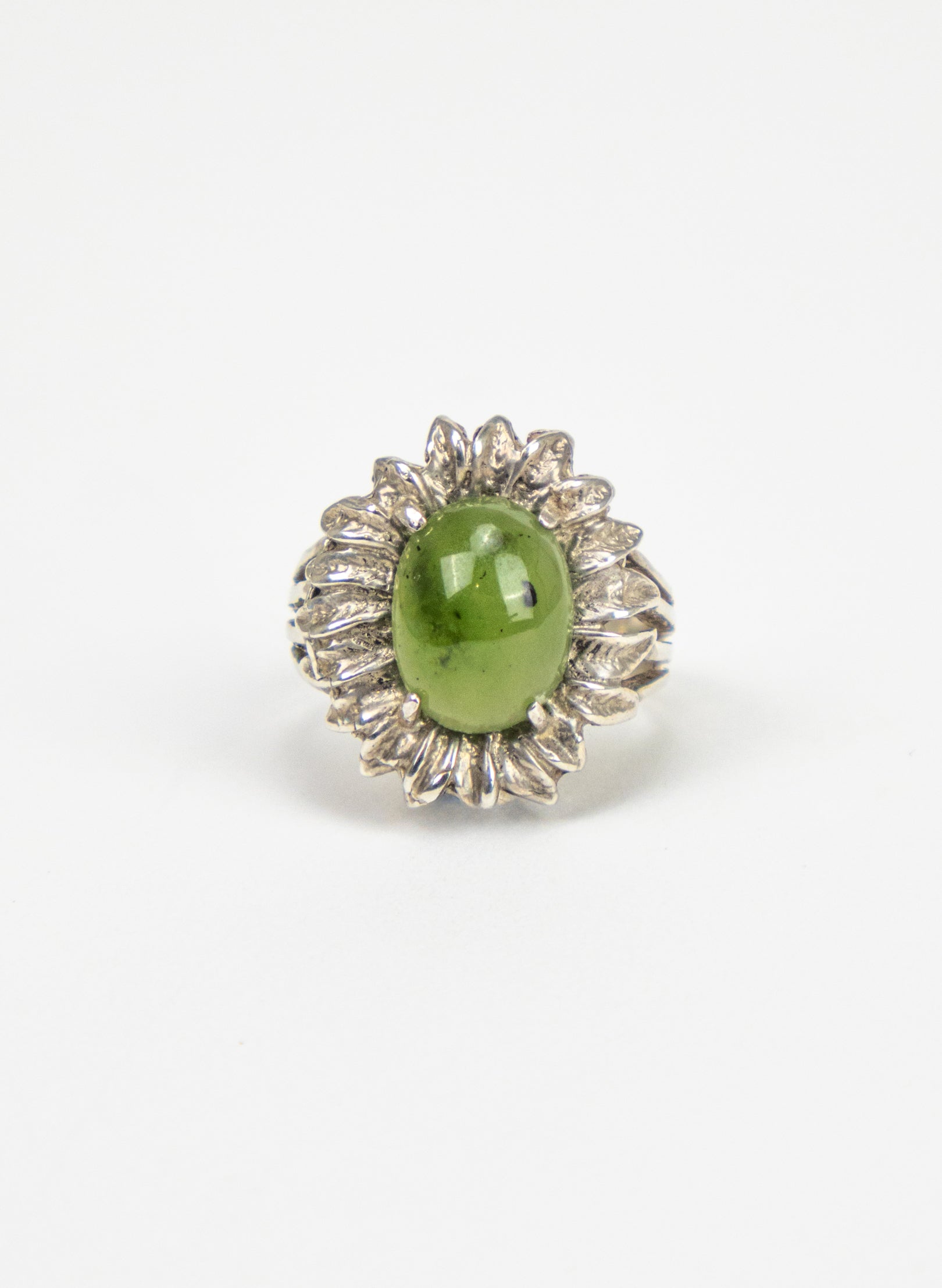 Pounamu and Silver Ring