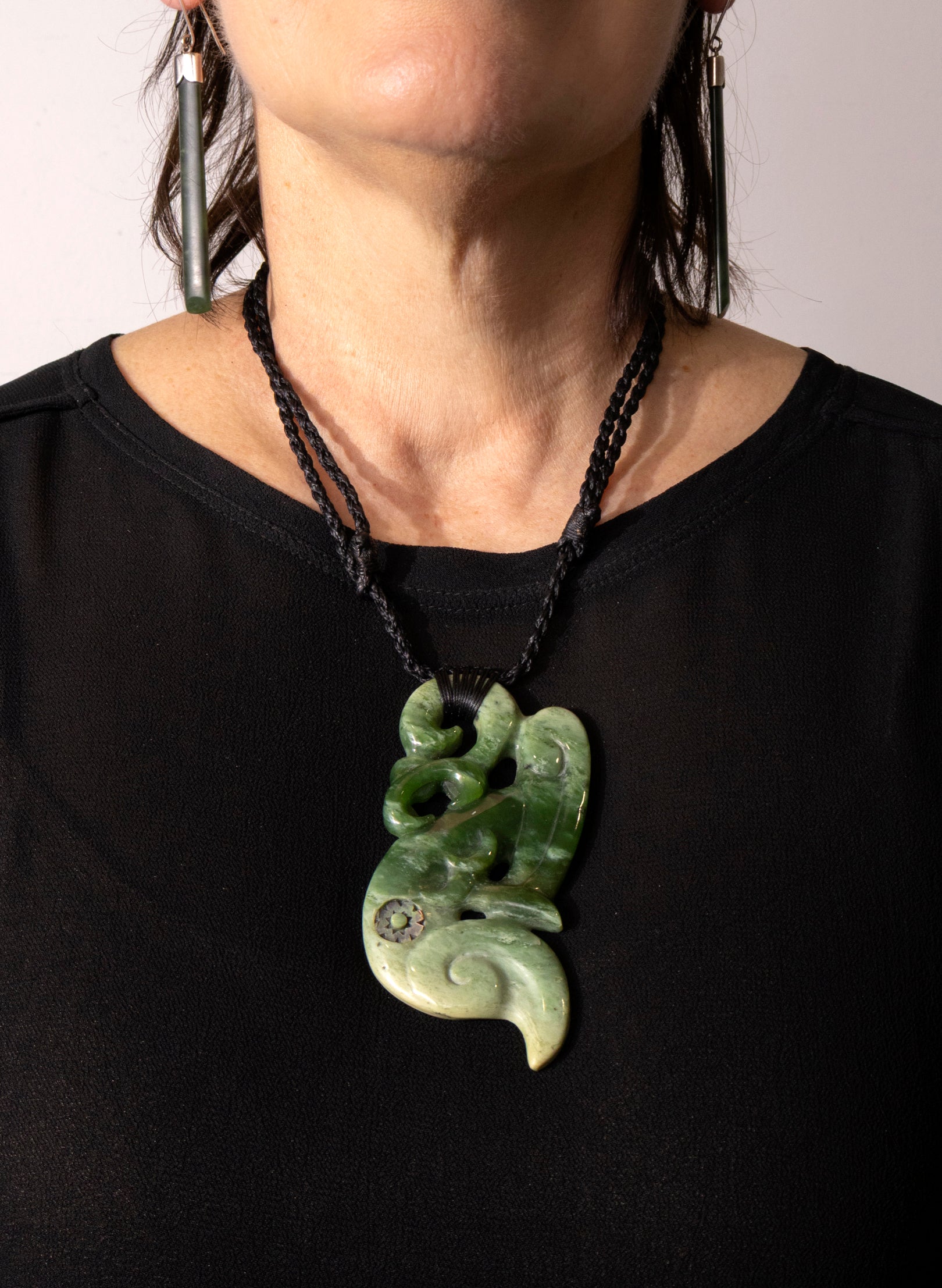 Pounamu Manaia Pendant with Paua Eyes