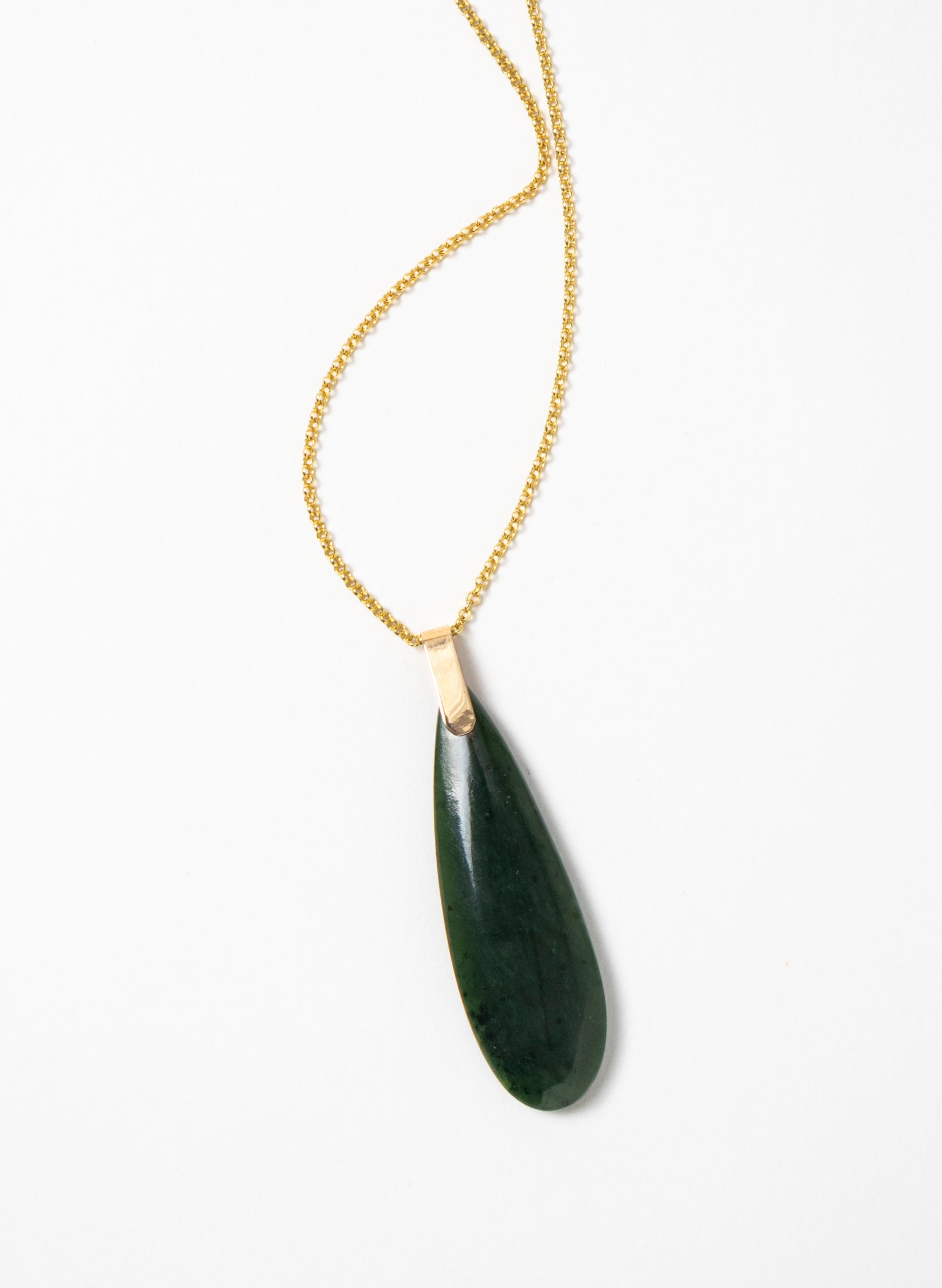 Pounamu Roimata on a Gold Chain