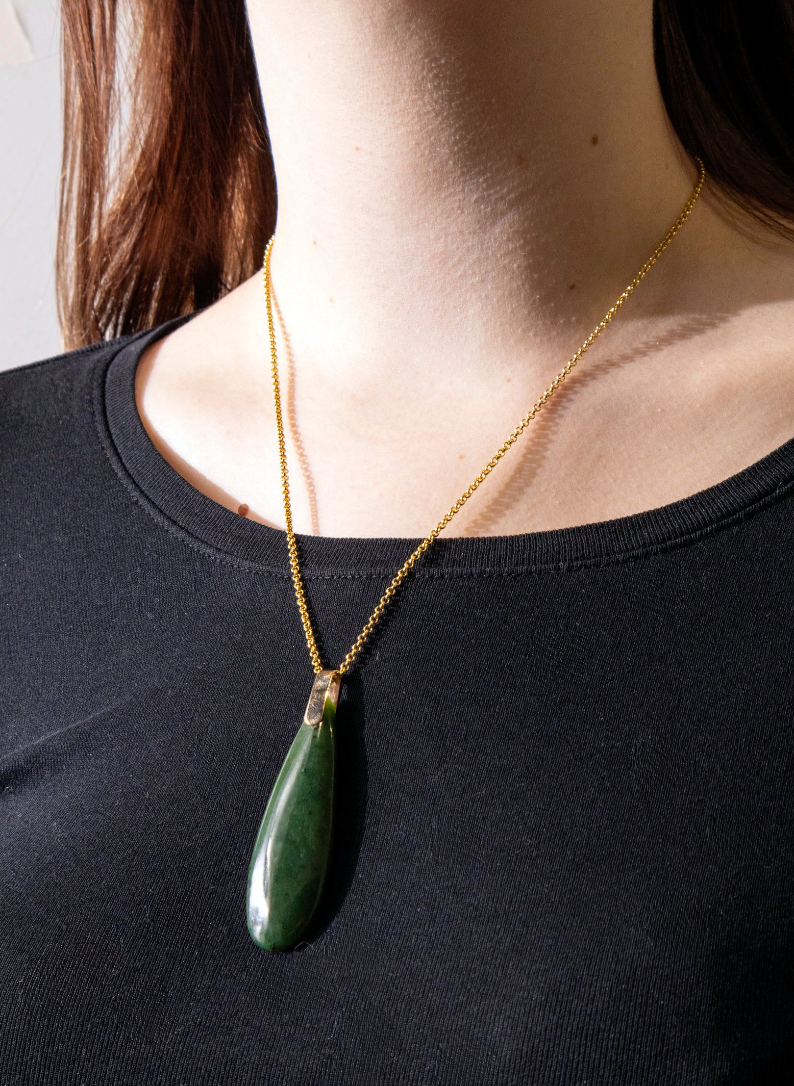 Pounamu Roimata on a Gold Chain