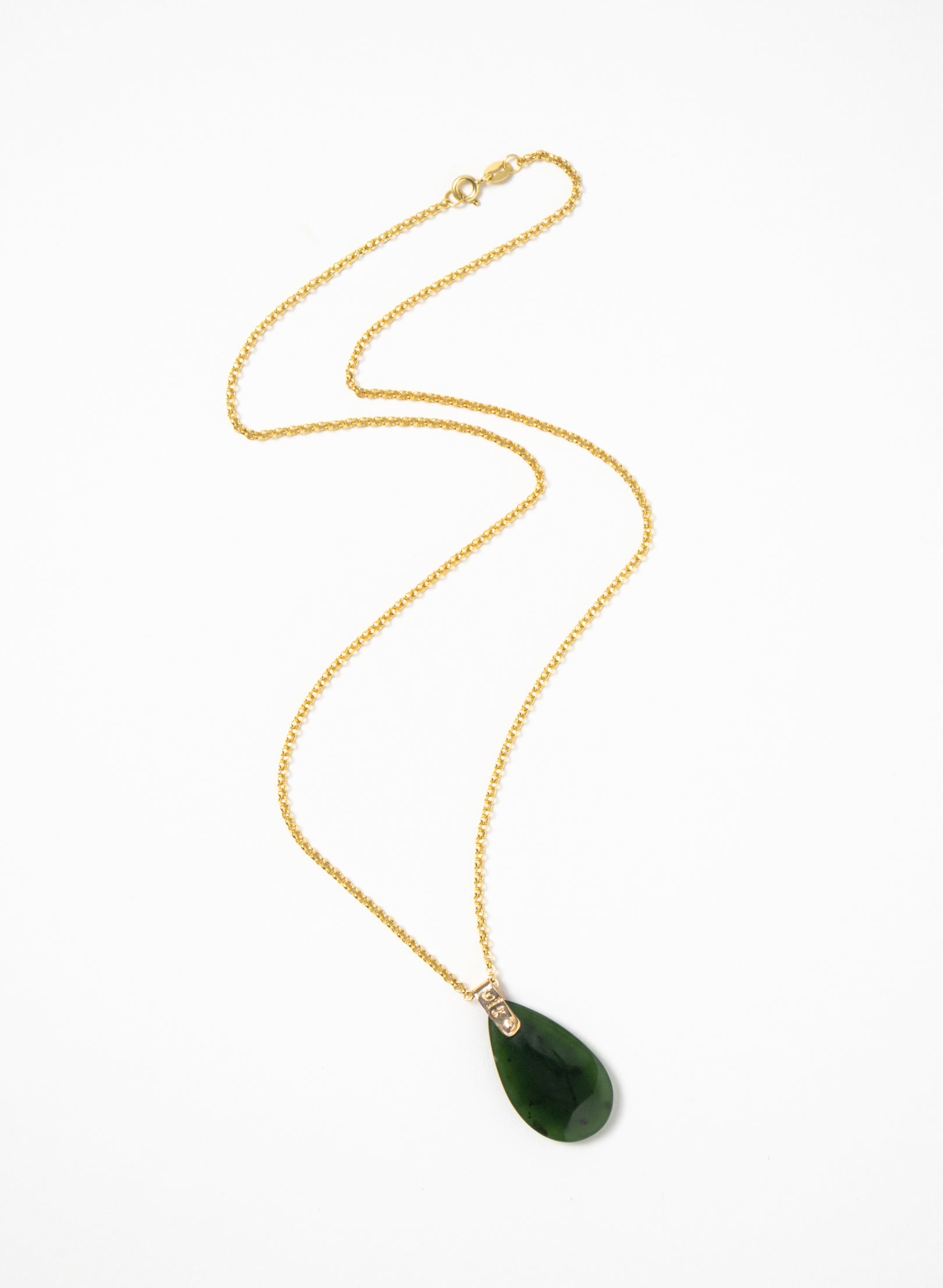 Small Pounamu Roimata on a Gold Chain