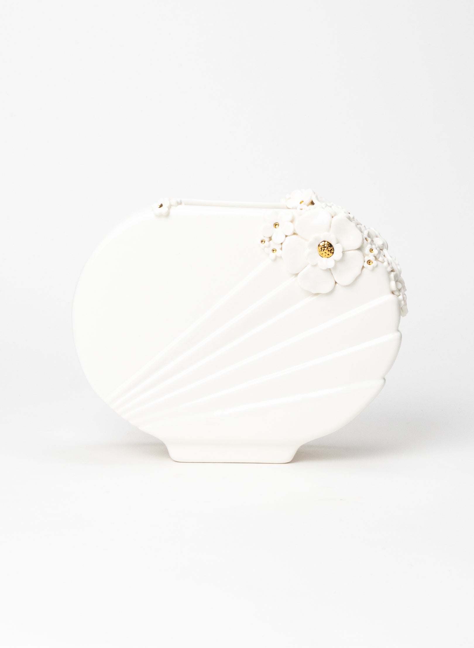 XL Deco Vase with White and Golden Flowers
