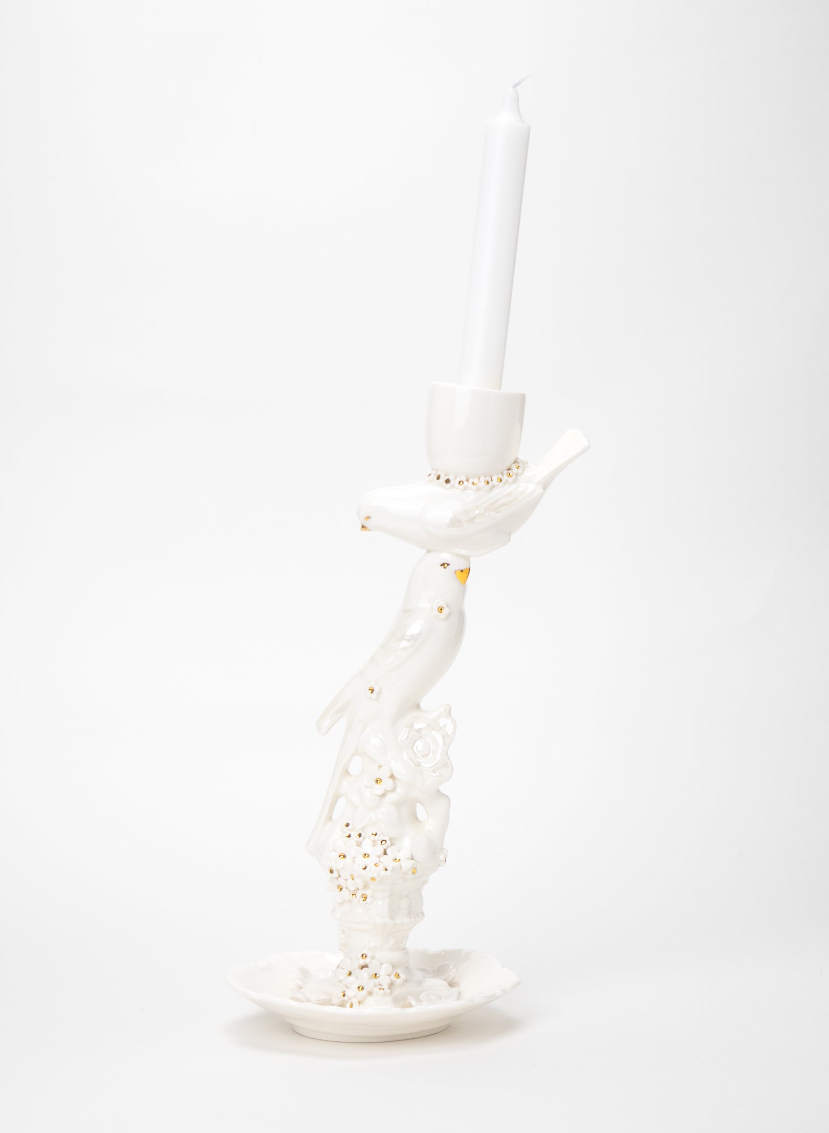 Two Budgies on a Candlestick