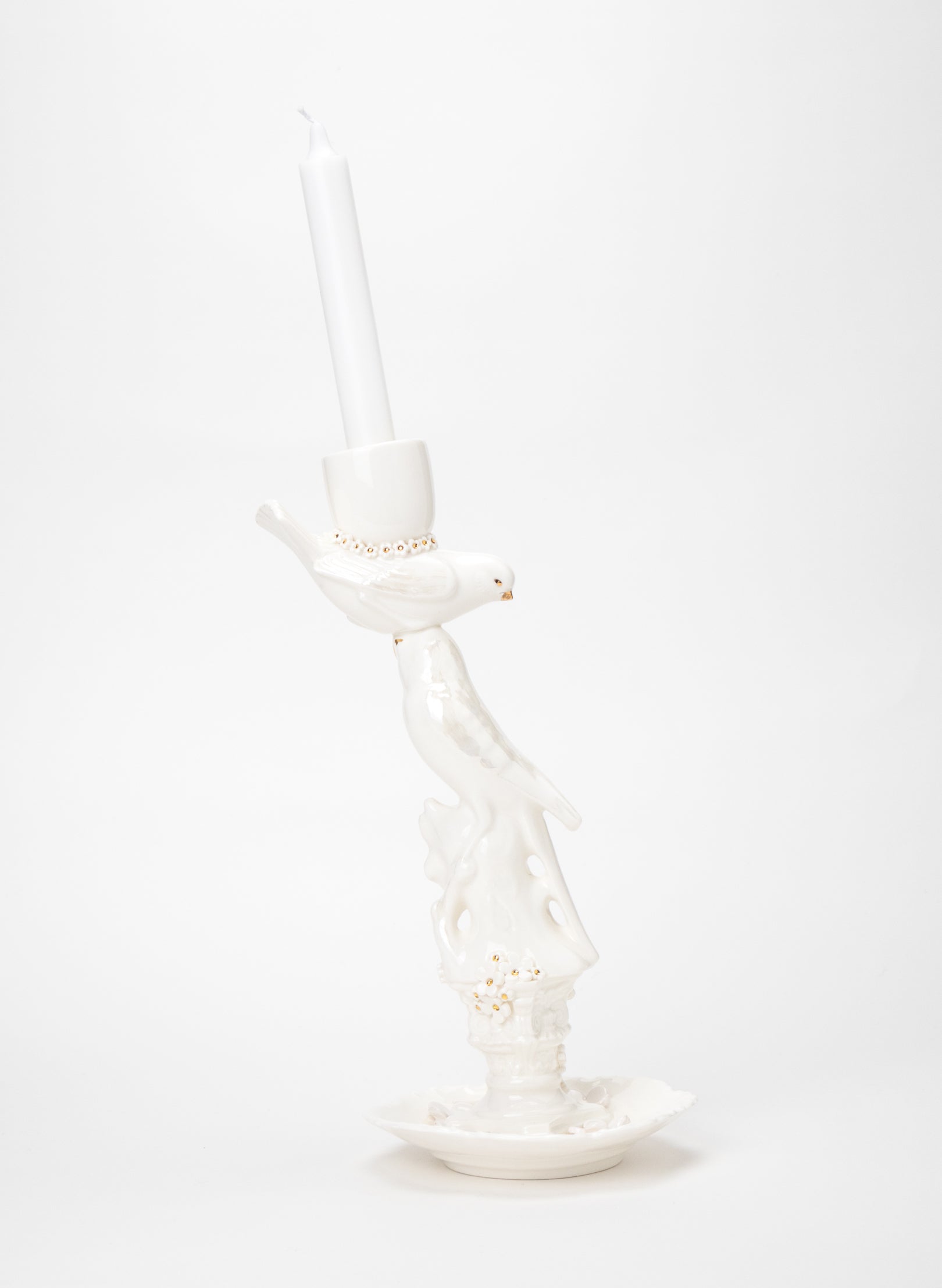 Two Budgies on a Candlestick