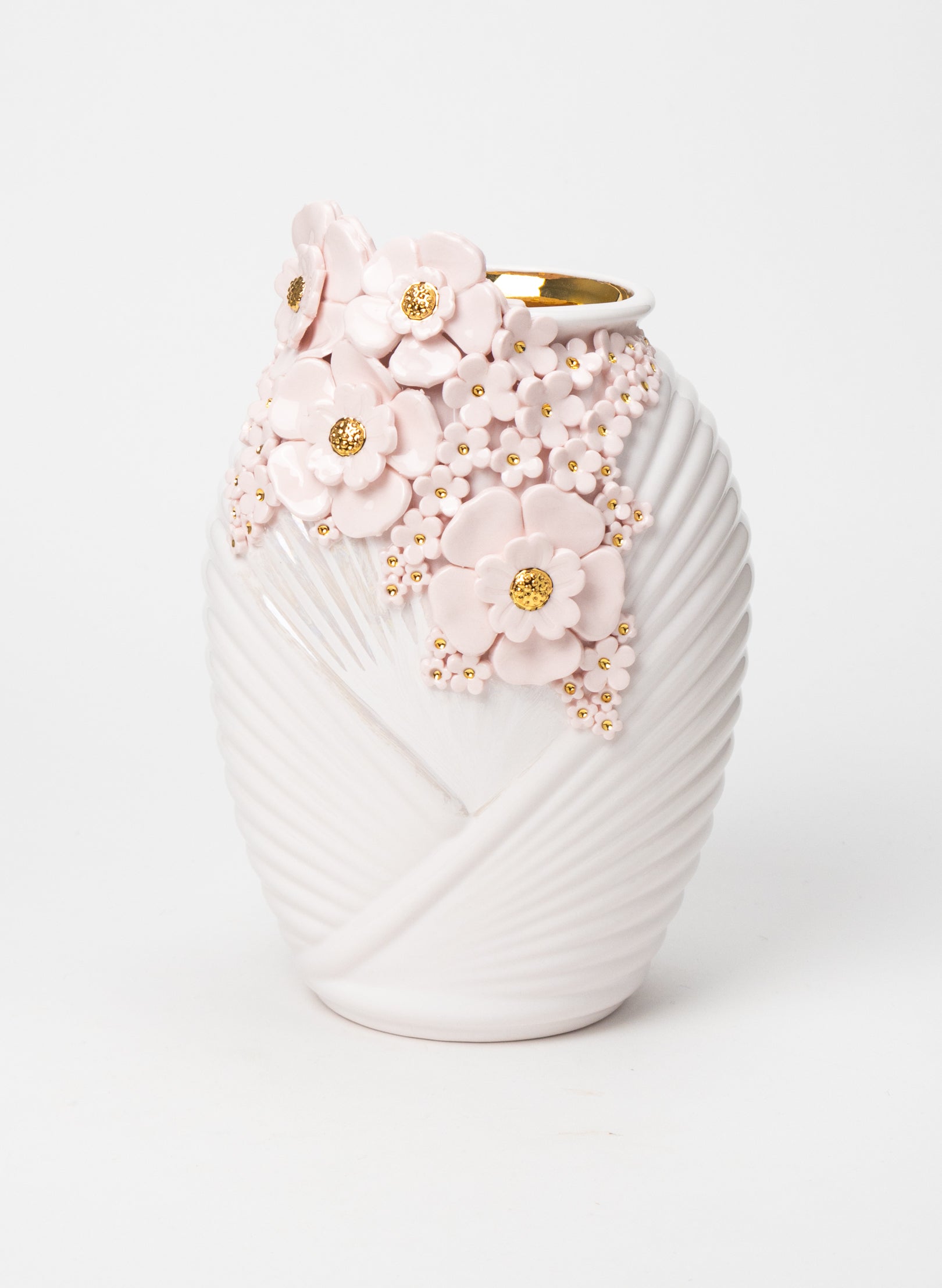 XL Deco Vase with White and Gold Flowers
