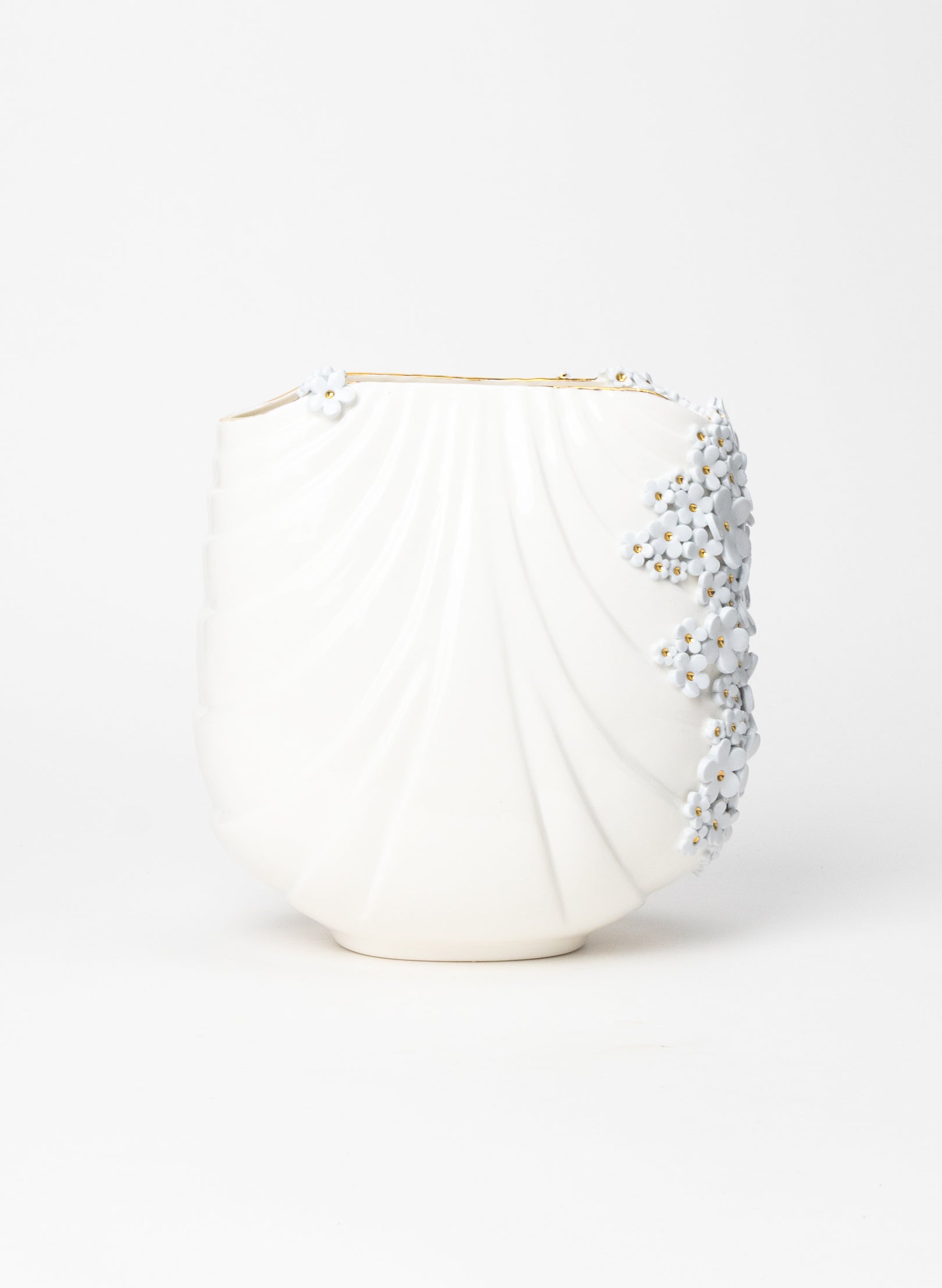 XL Deco Vase with Blue and Gold Flowers