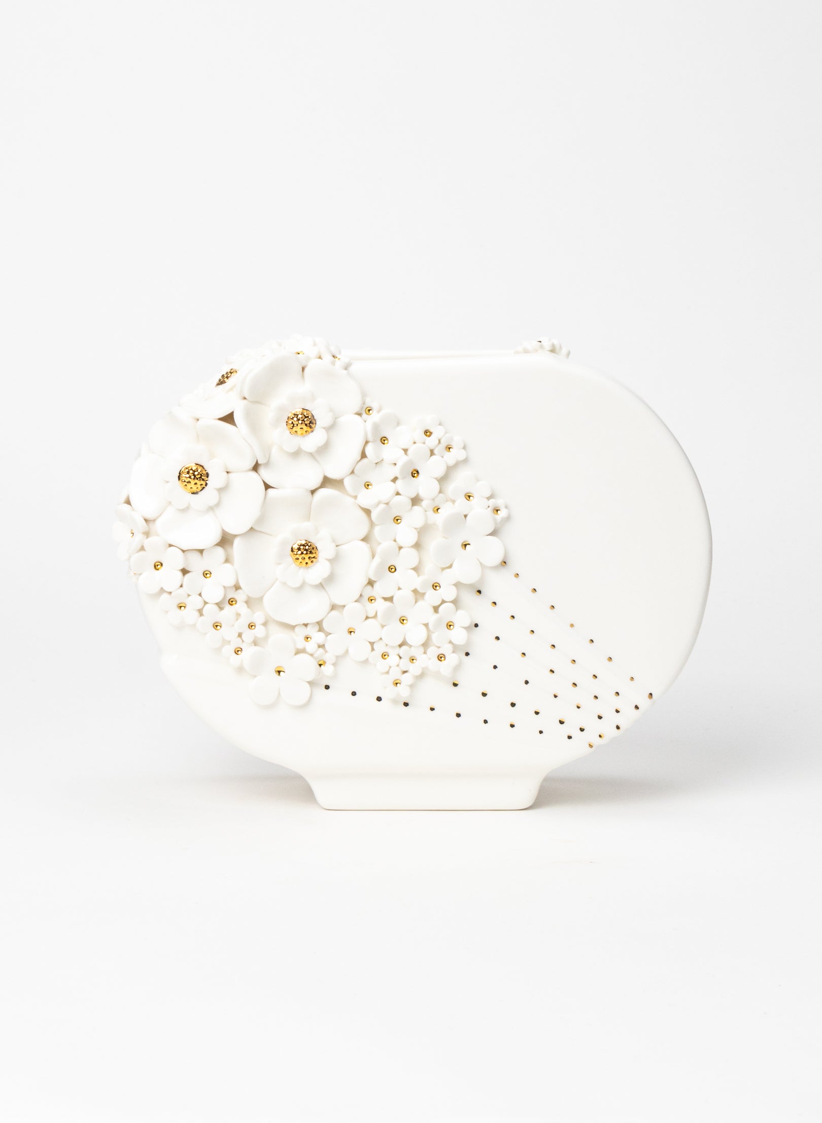 XL Deco Vase with White and Golden Flowers