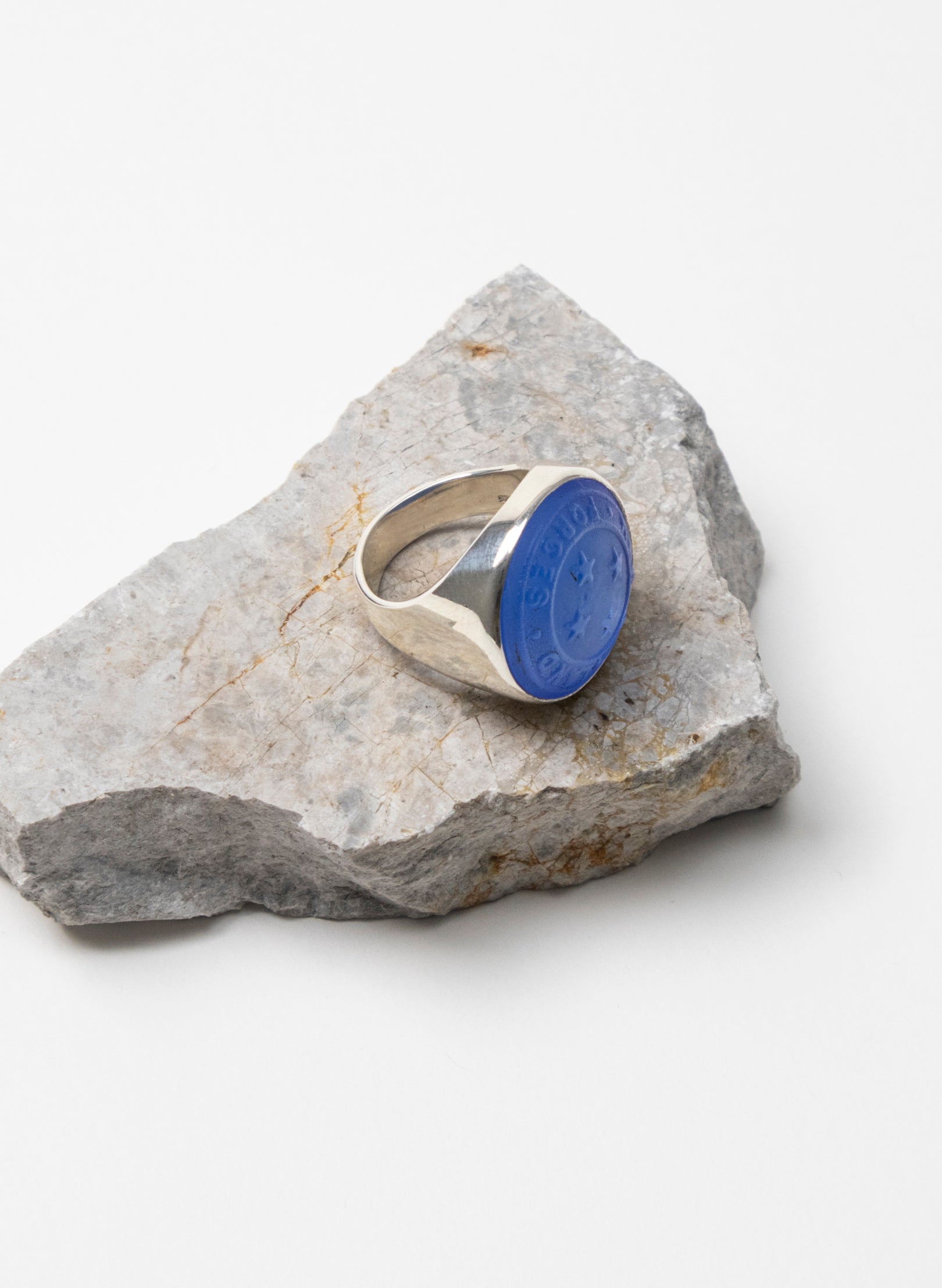 NZ Forces Signet Ring - Glass & Sterling Silver Ring