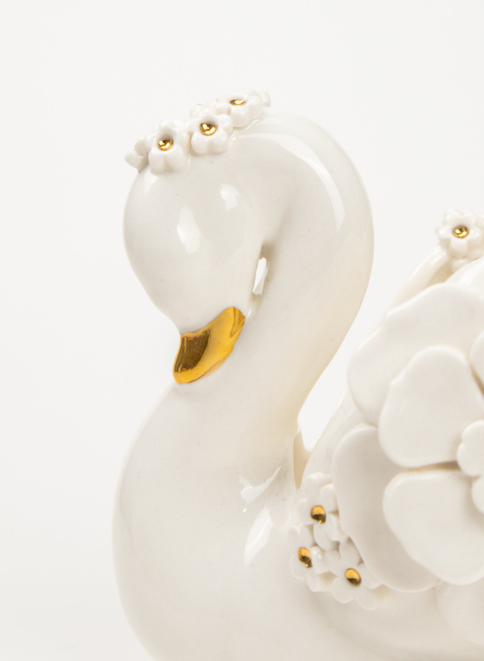 Swan with Gold and White Flowers