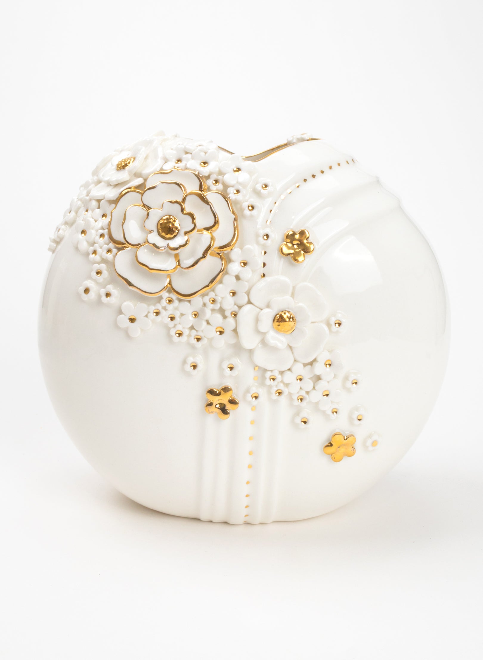 XL Deco Vase - White and Gold Flowers
