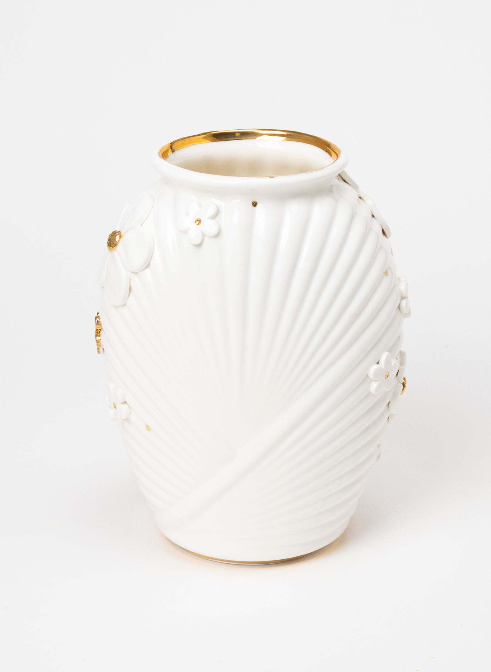 XL Deco Vase - White and Gold Flowers