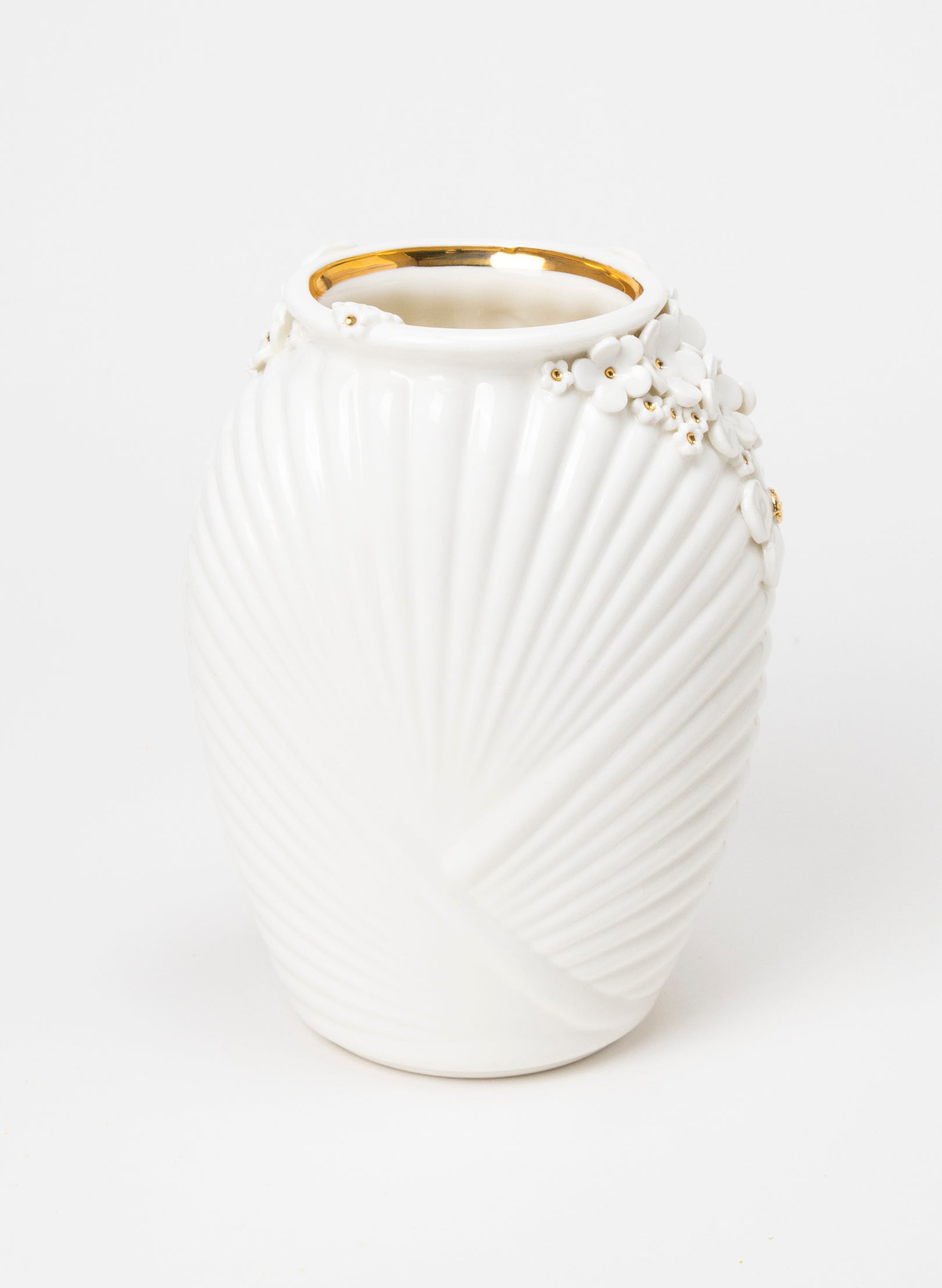 XL Deco Vase - White and Gold Flowers