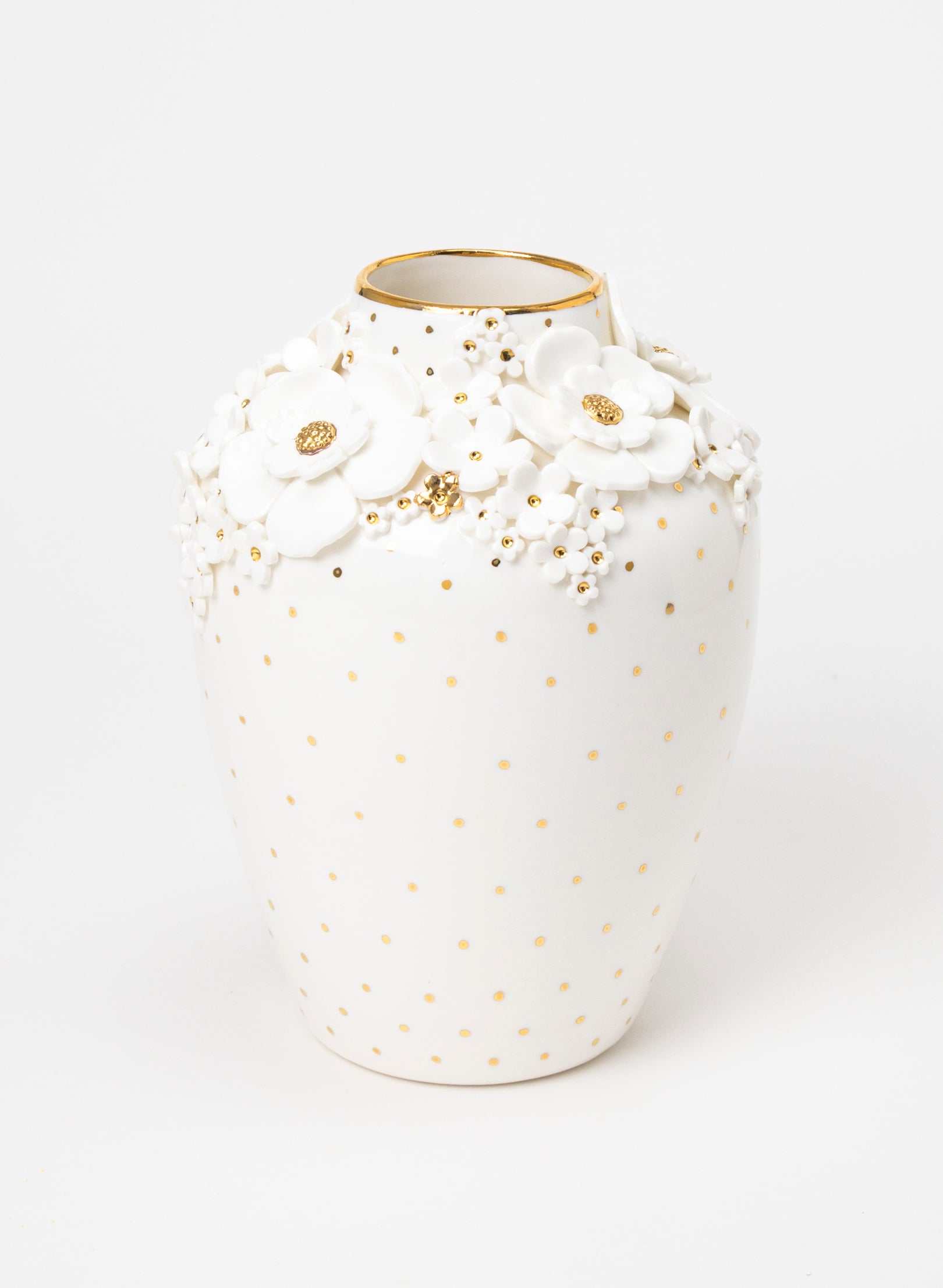 XL Deco Vase - White and Gold Flowers