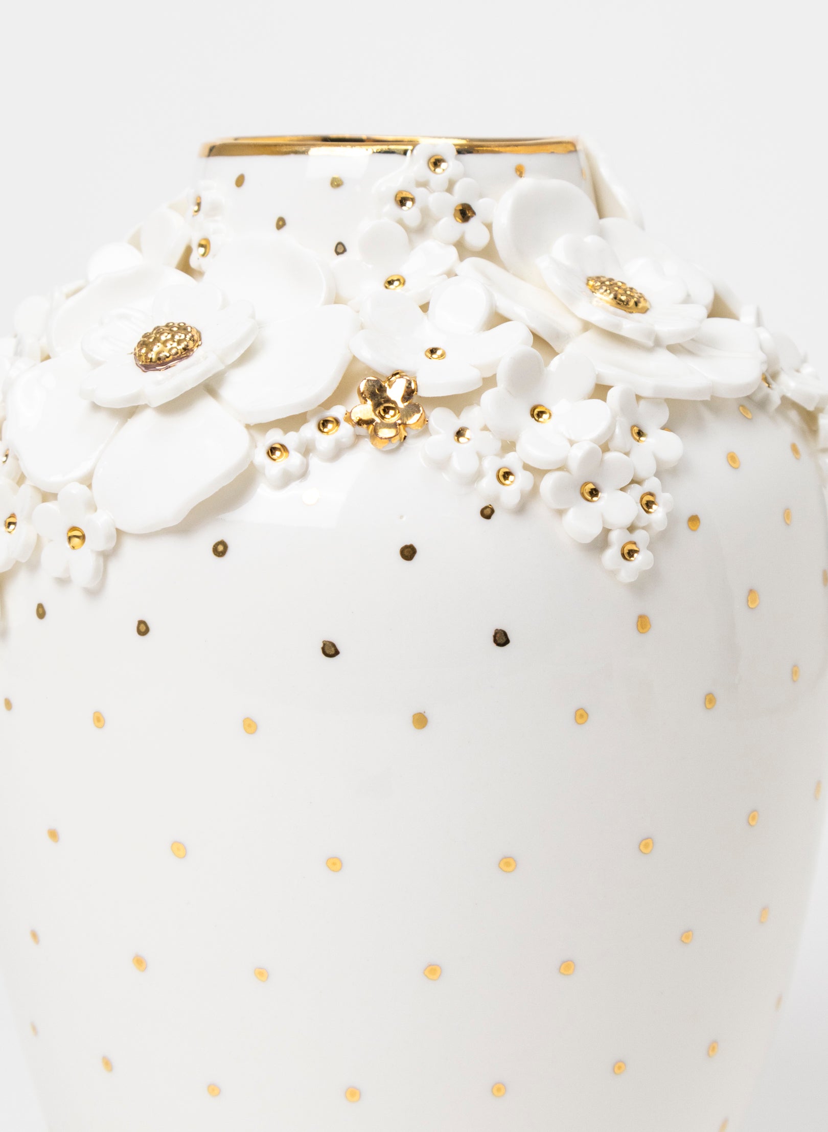 XL Deco Vase - White and Gold Flowers