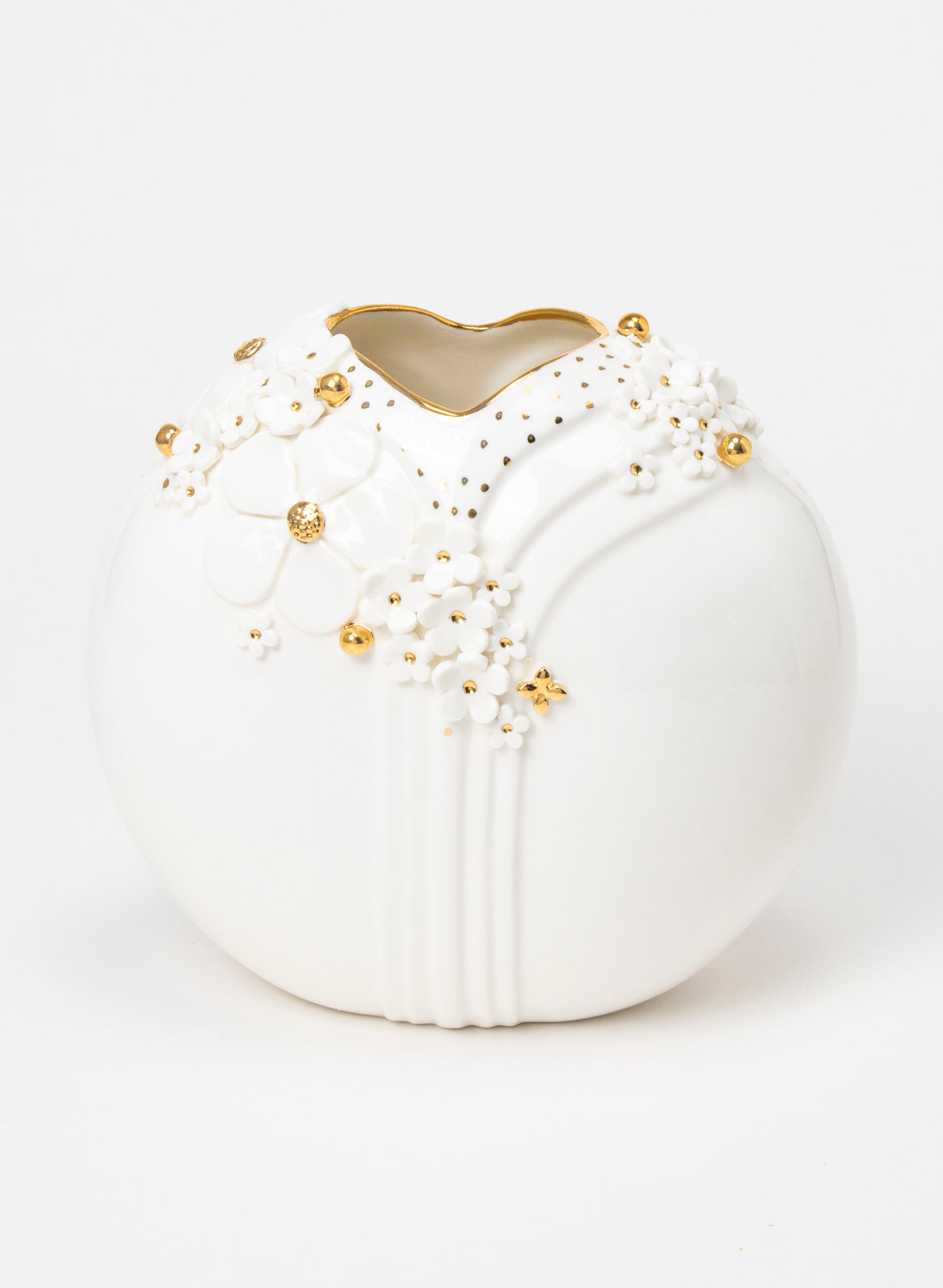 XL Deco Vase - White and Gold Flowers