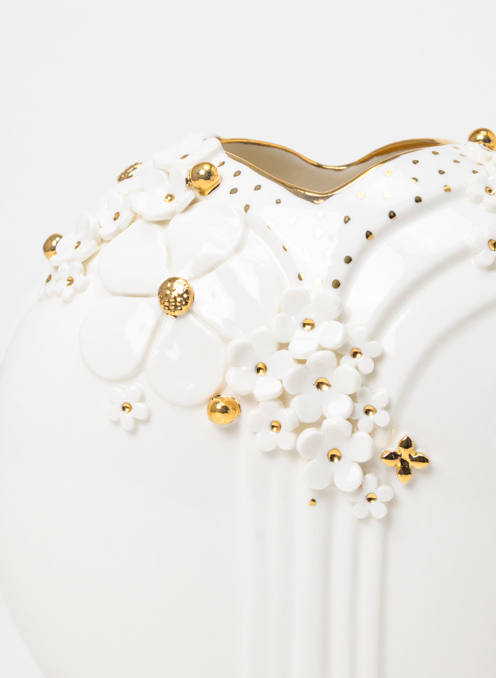 XL Deco Vase - White and Gold Flowers