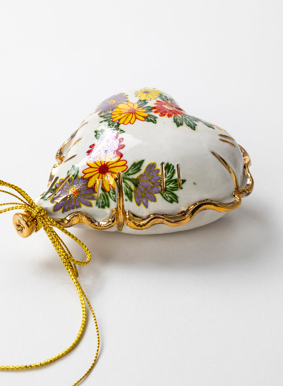 Floral and Gold Mini Ceramic Balloon