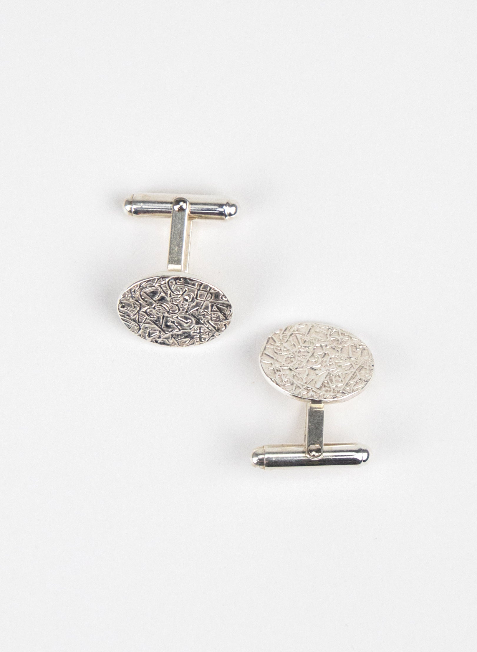 Silver Oval Texture Cufflinks