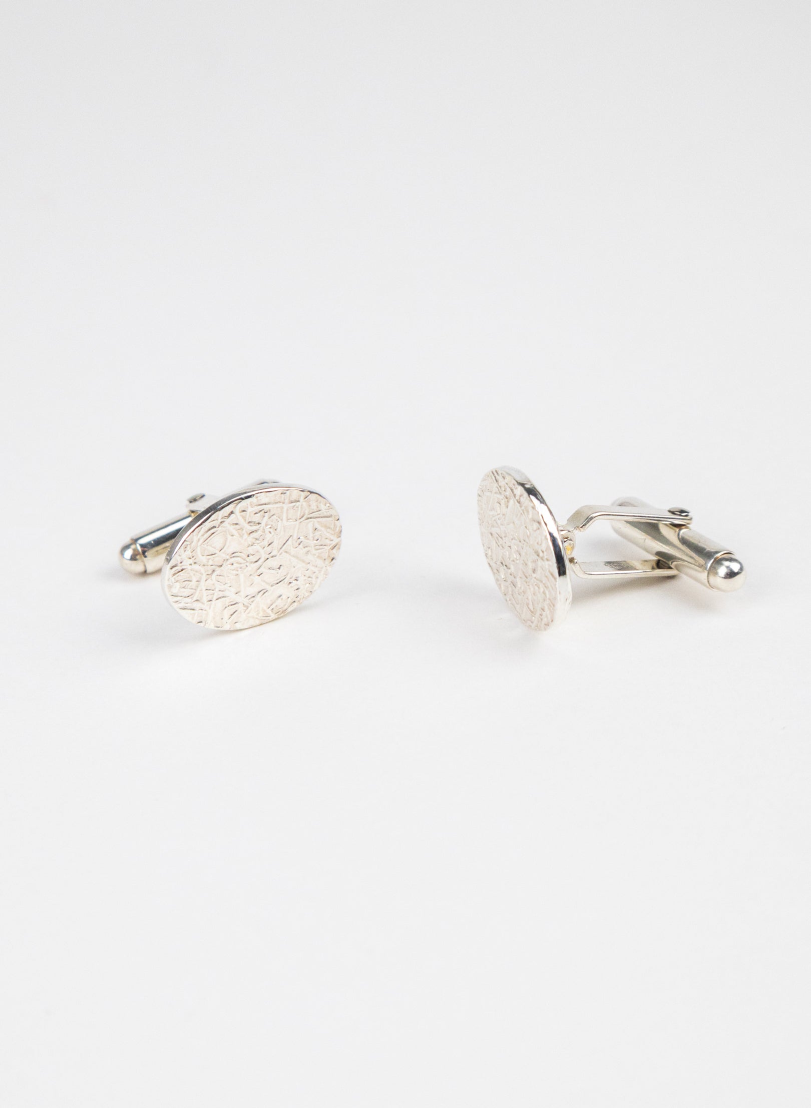 Silver Oval Texture Cufflinks