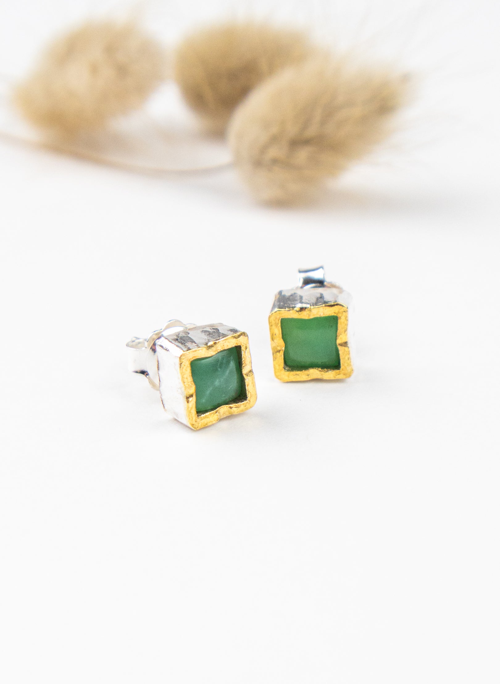 Square Chrysoprase Earrings