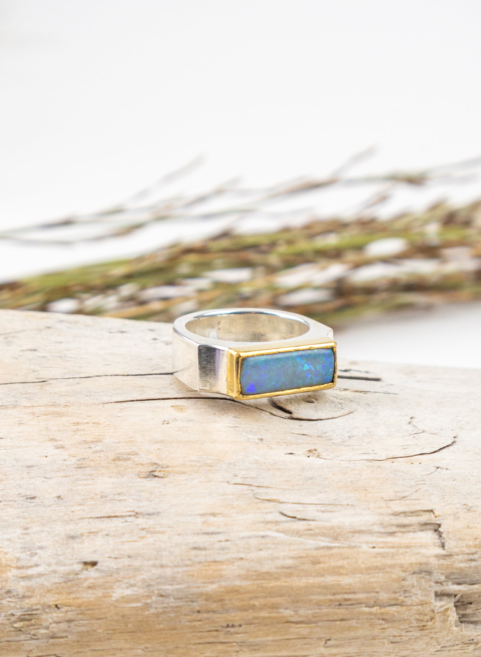 Rectangular Australian Opal Ring