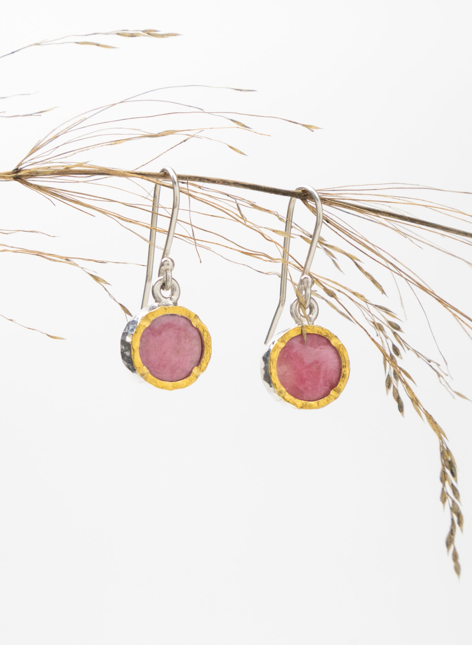 Round Rhodinite Earrings