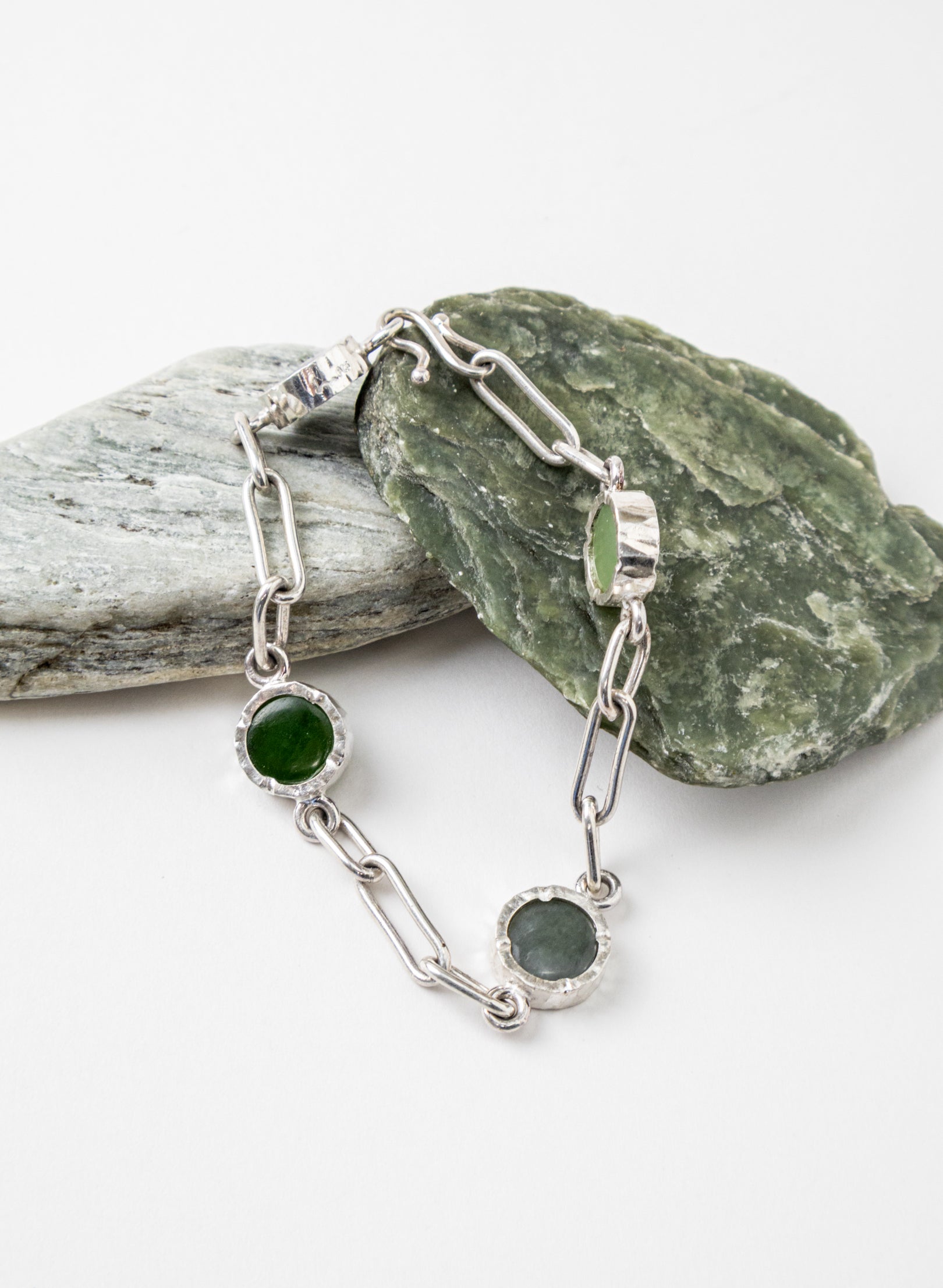 4 Stone Pounamu Bracelet - Sterling Silver