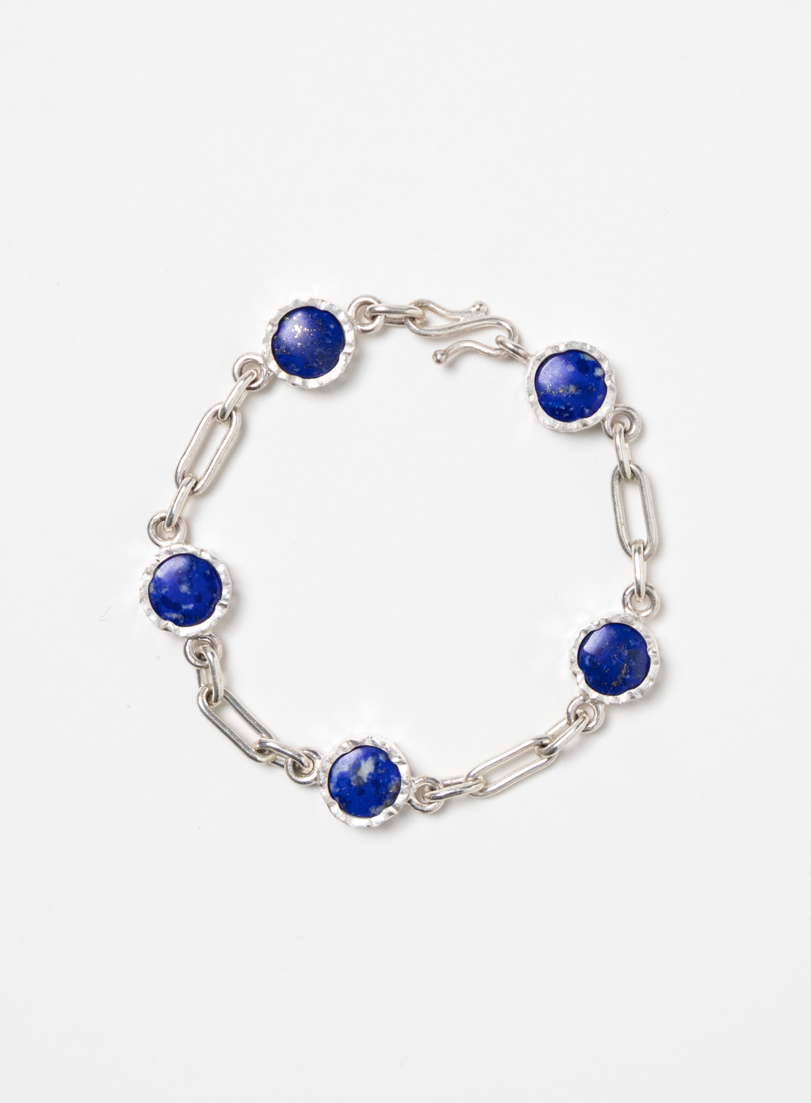 5 Stone Lapis Lazuli Bracelet - Sterling Silver