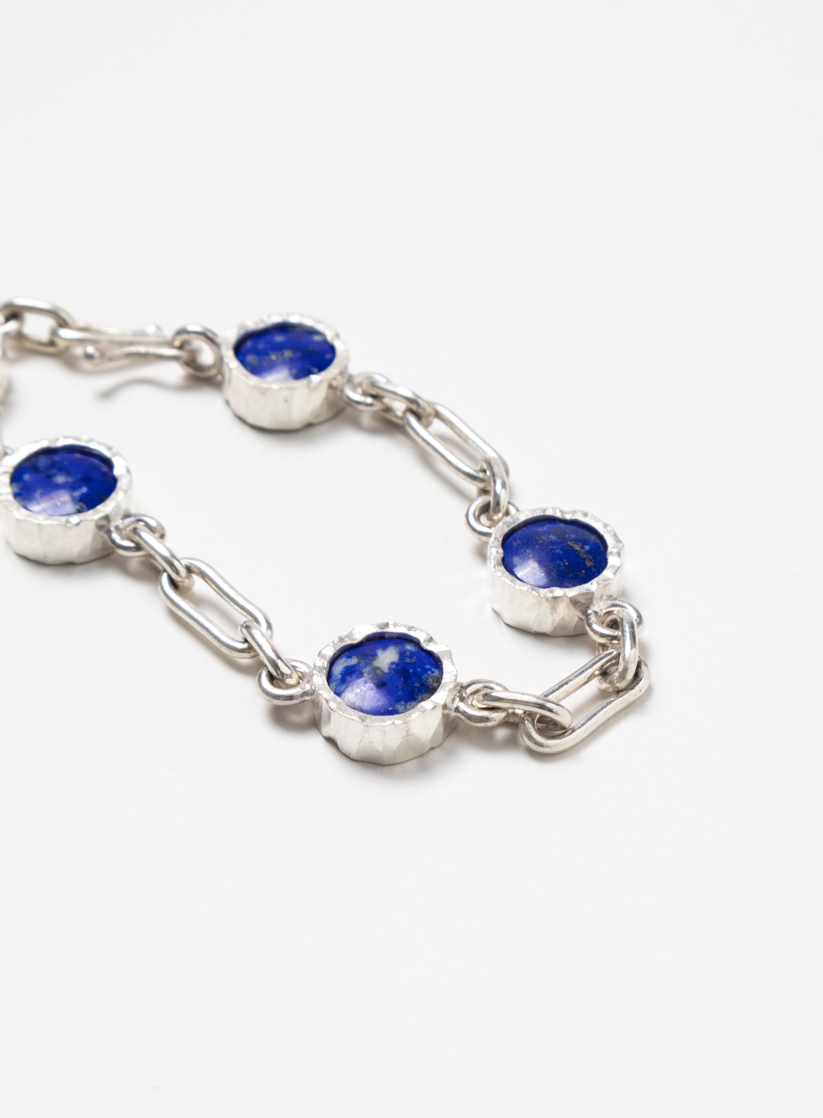 5 Stone Lapis Lazuli Bracelet - Sterling Silver