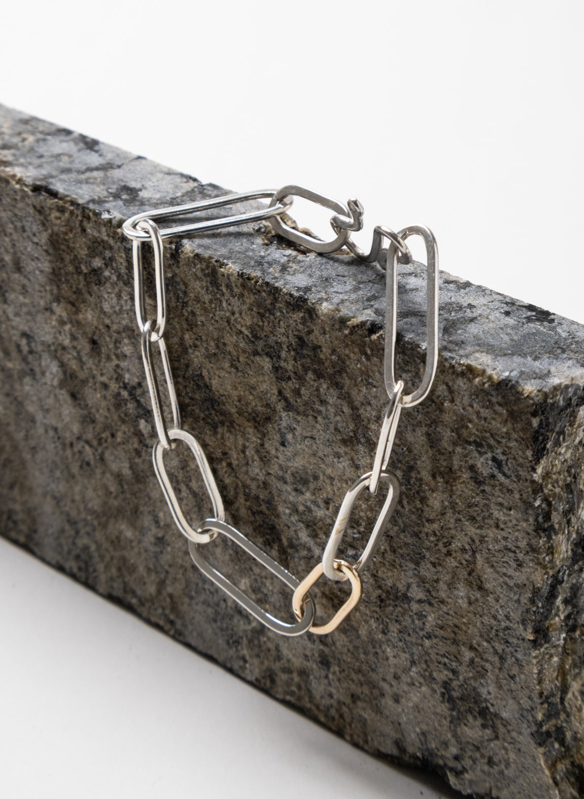 9ct Gold 3 Link Chain Bracelet - Sterling Silver