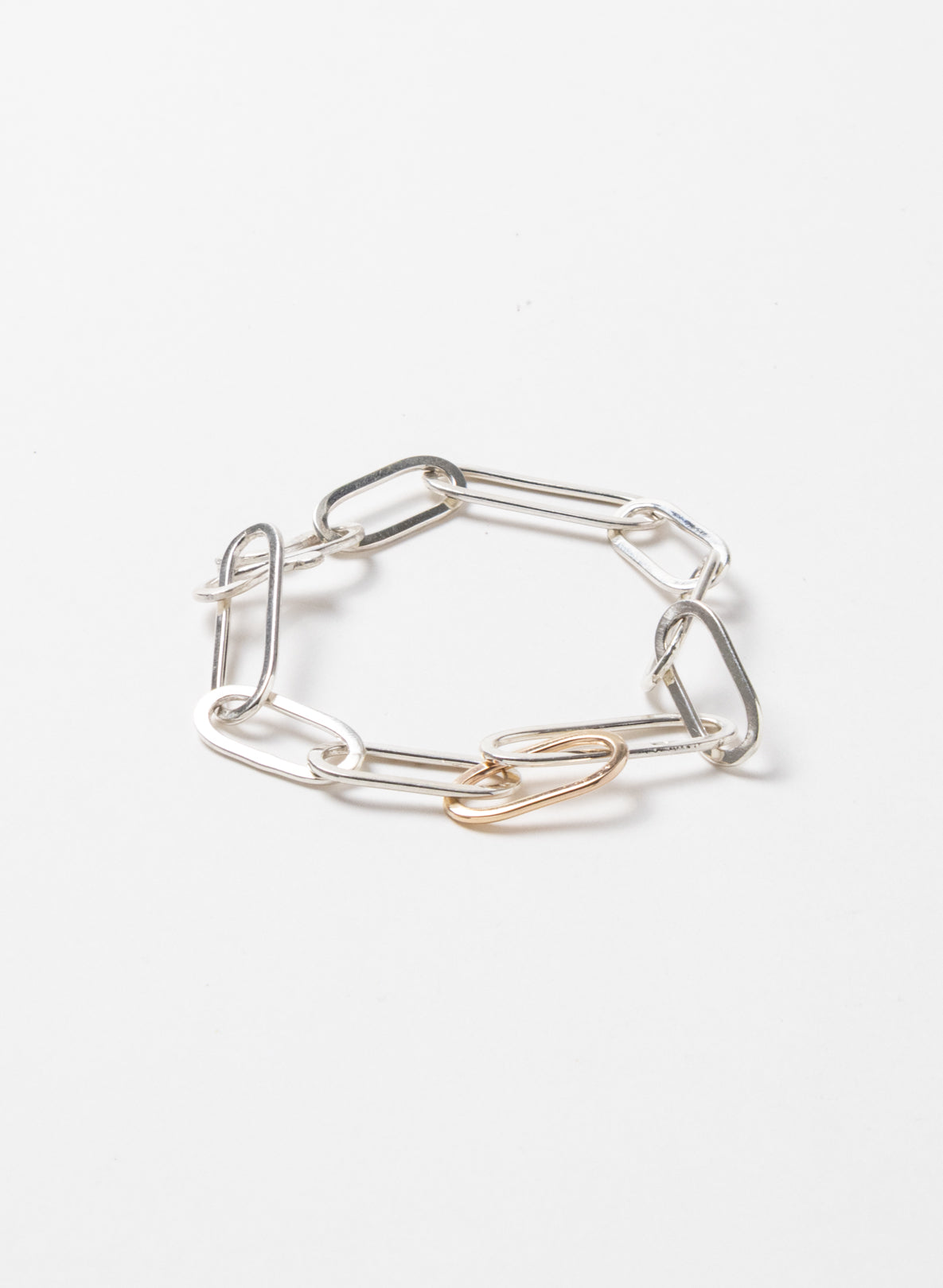 9ct Gold 3 Link Chain Bracelet - Sterling Silver