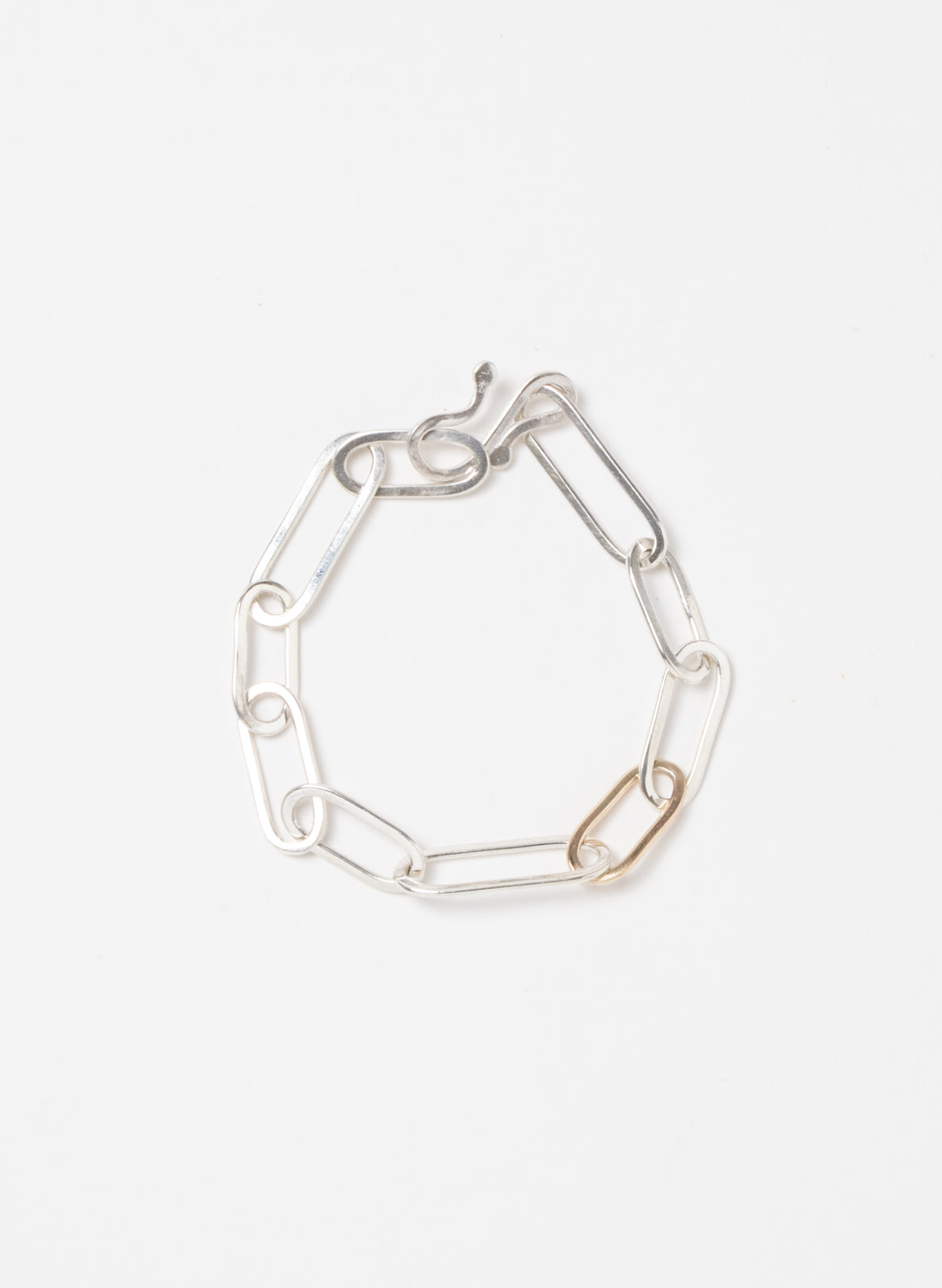 9ct Gold 3 Link Chain Bracelet - Sterling Silver