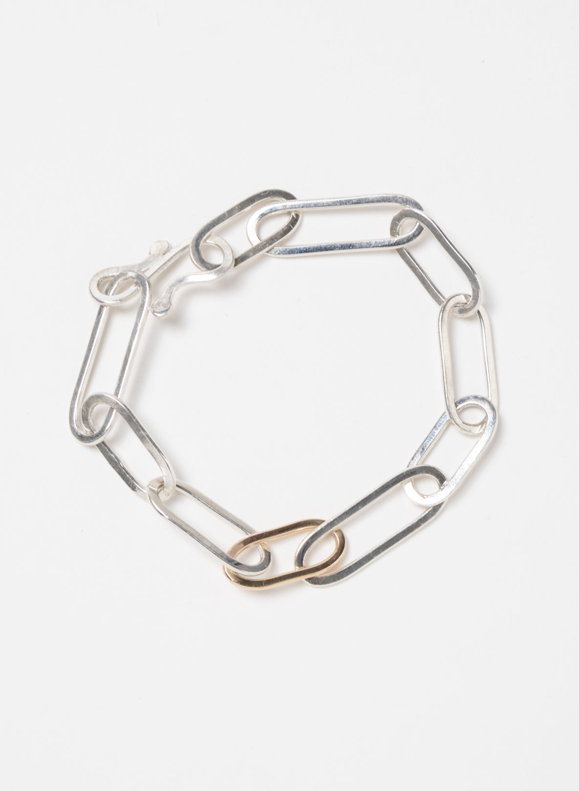 9ct Gold 3 Link Chain Bracelet - Sterling Silver