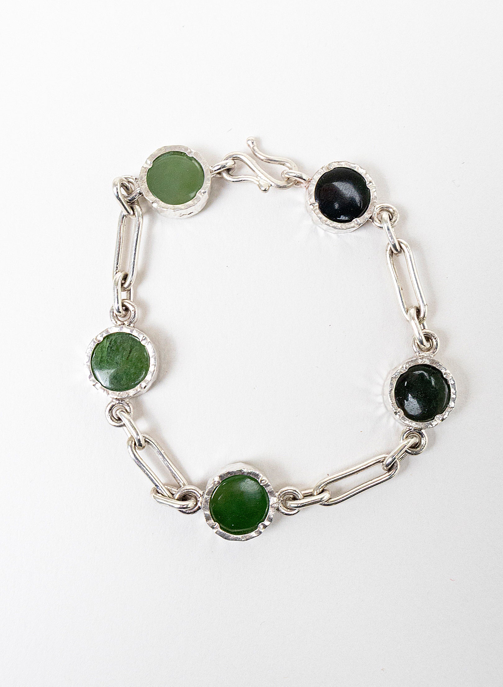 5 Stone Pounamu Bracelet - Sterling Silver