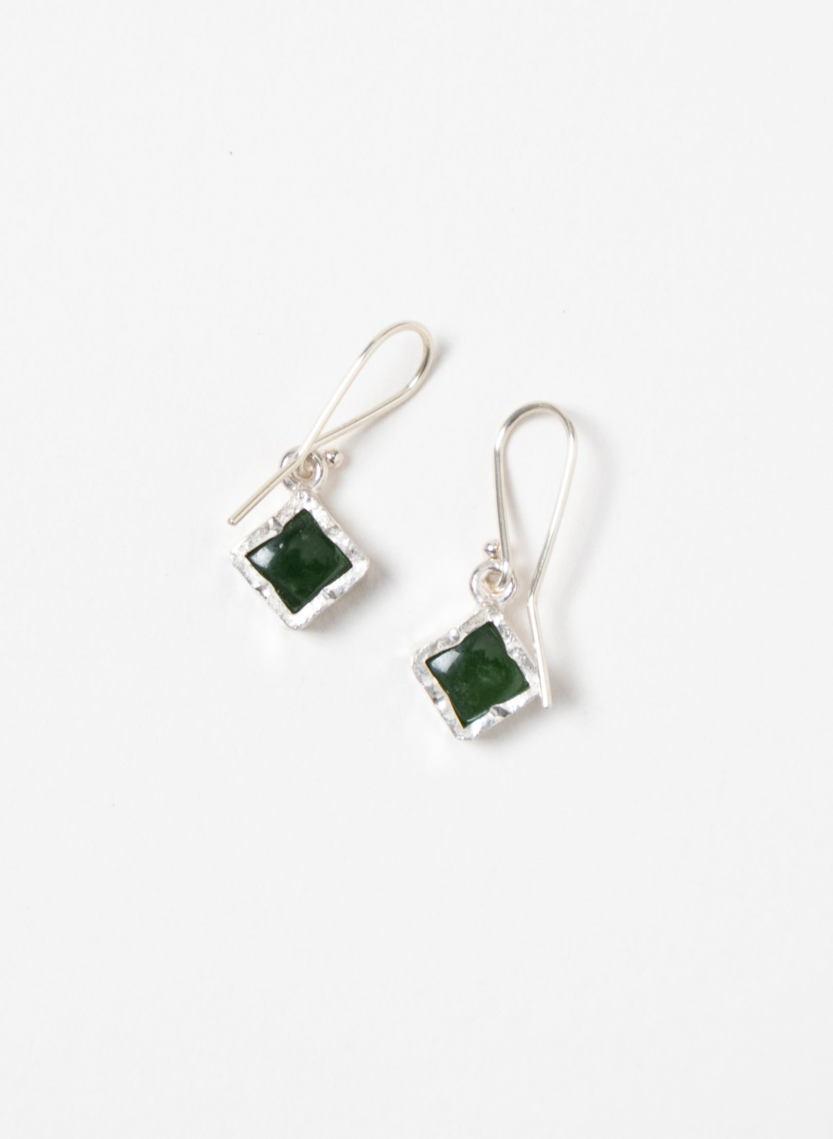 Gold Square Pounamu Earrings