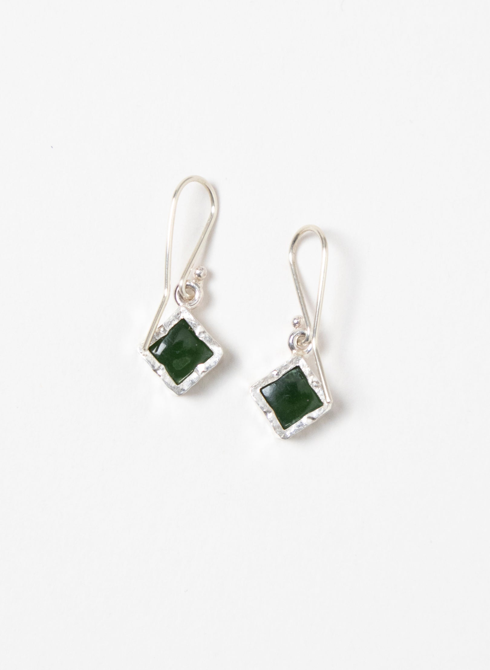 Gold Square Pounamu Earrings