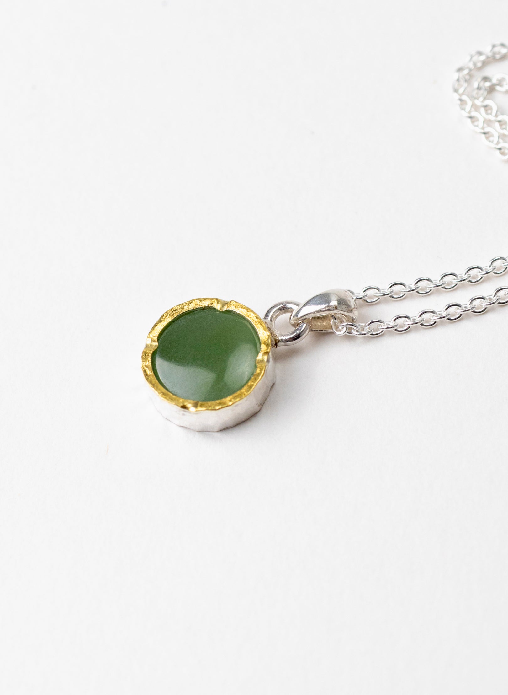 Round Pounamu Pendant with 22ct Gold