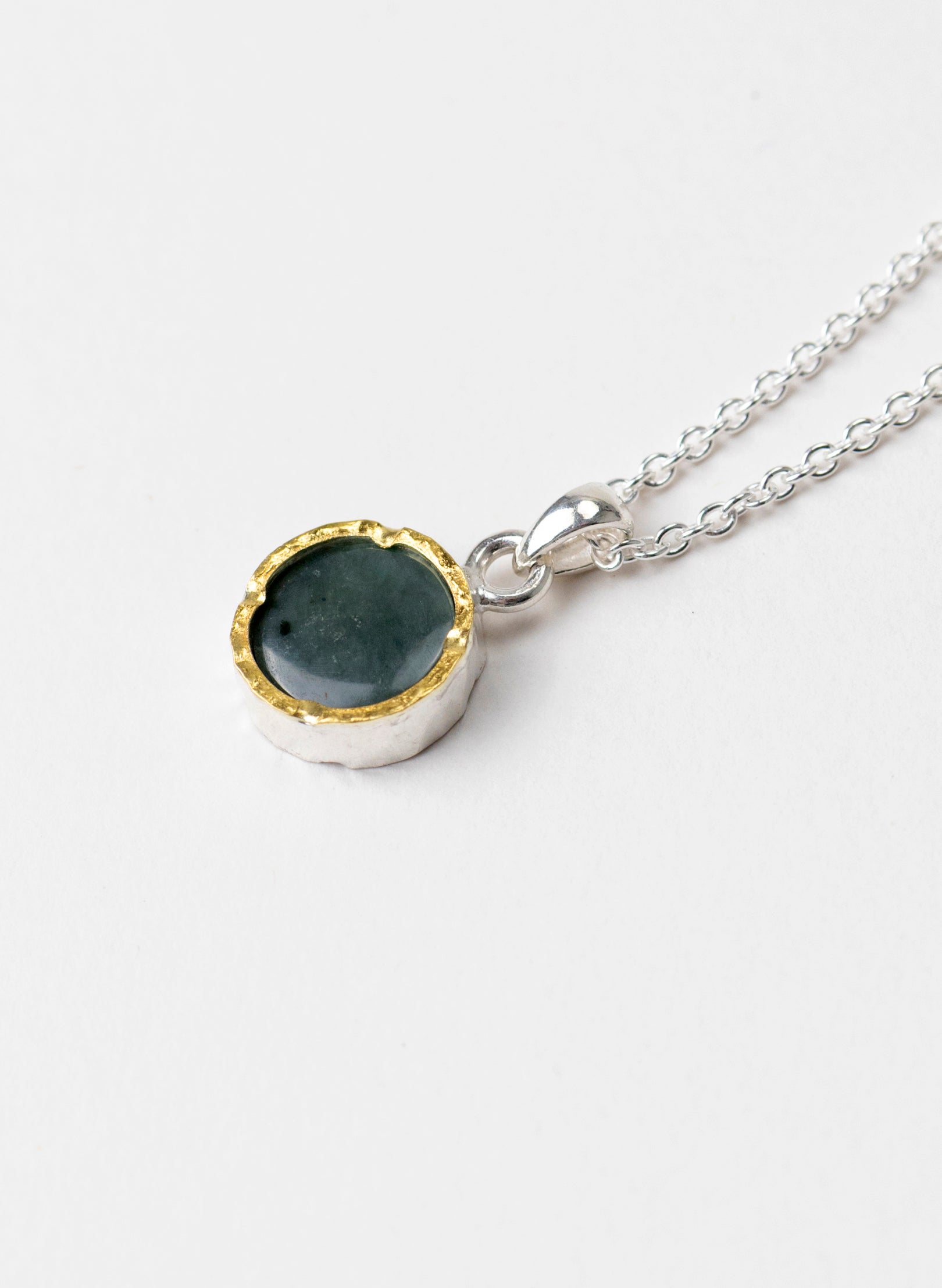 Round Pounamu Pendant with 22ct Gold